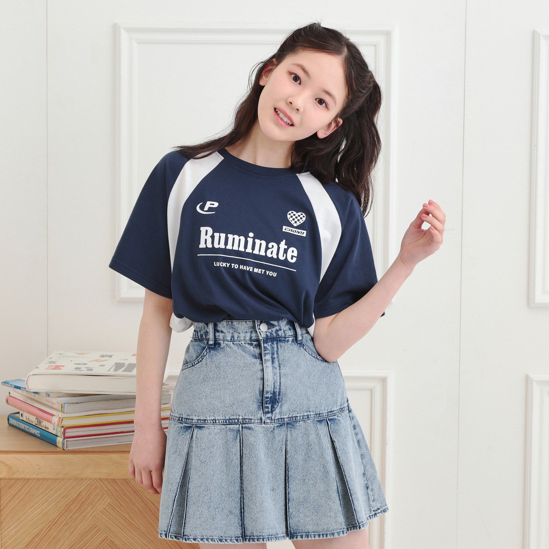 PINK-latte「ビッグゲームTシャツ」|Tシャツ・カットソー|ネイビー(094)