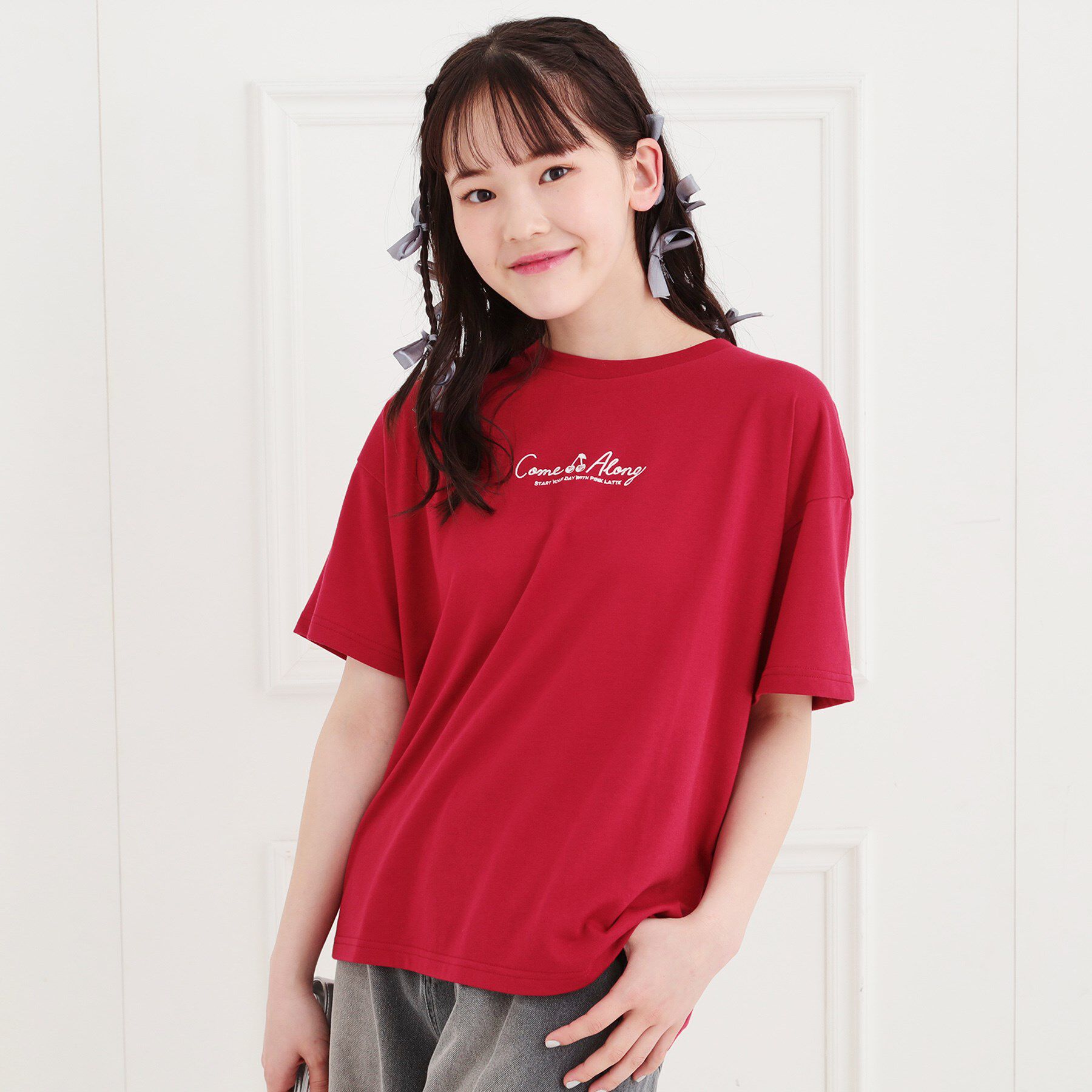 PINK-latte「バックプリントTシャツ」|Tシャツ・カットソー|レッド(063)