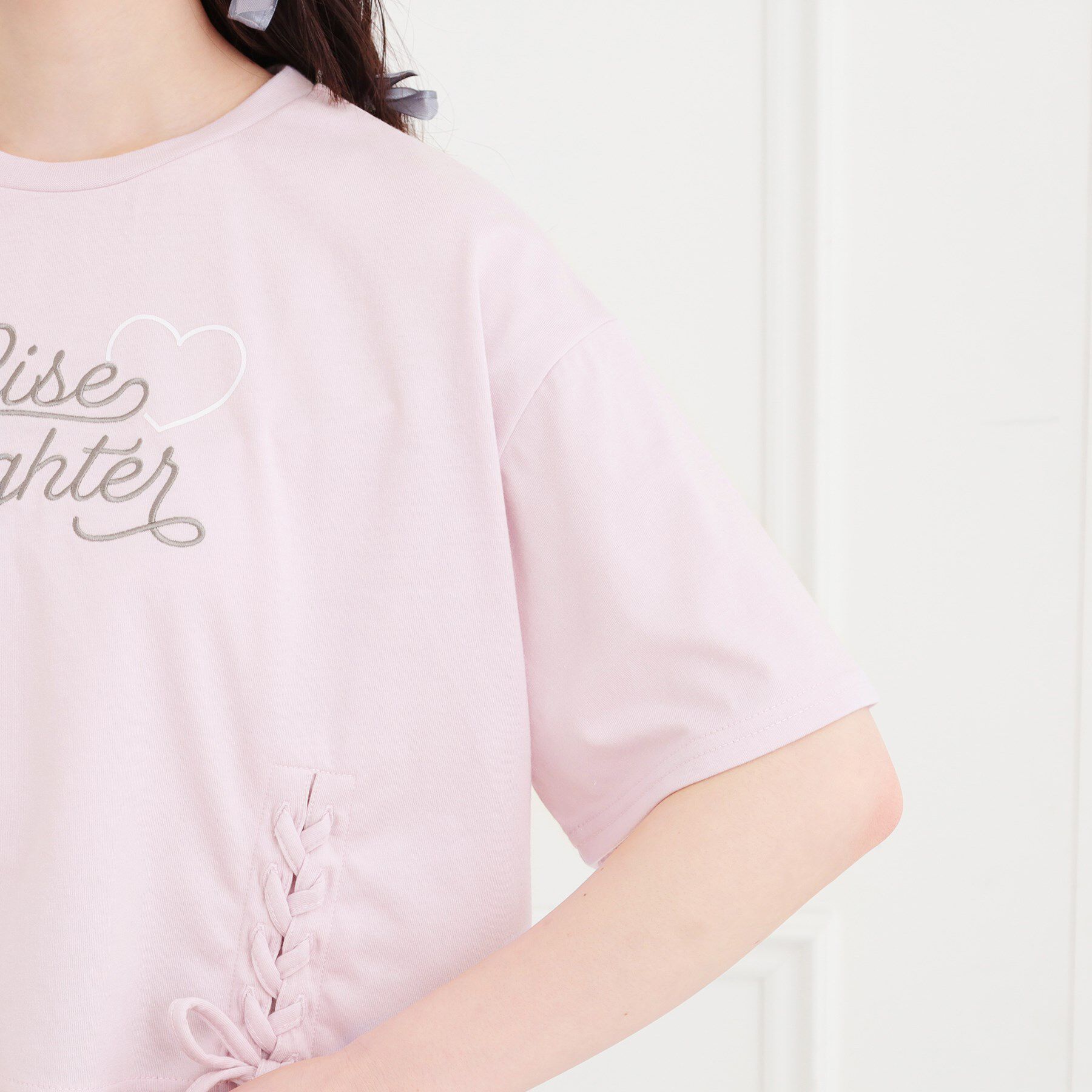 PINK-latte「レースアップTシャツ」|Tシャツ・カットソー|