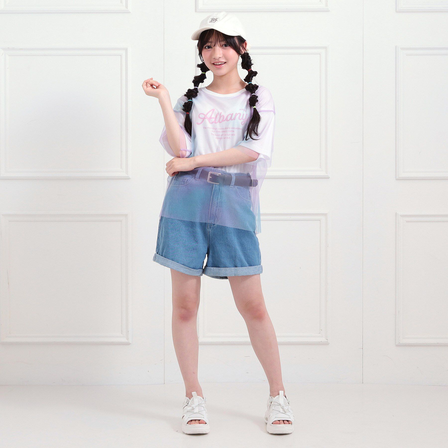 PINK-latte「チュールドッキングビッグTシャツ」|Tシャツ・カットソー|