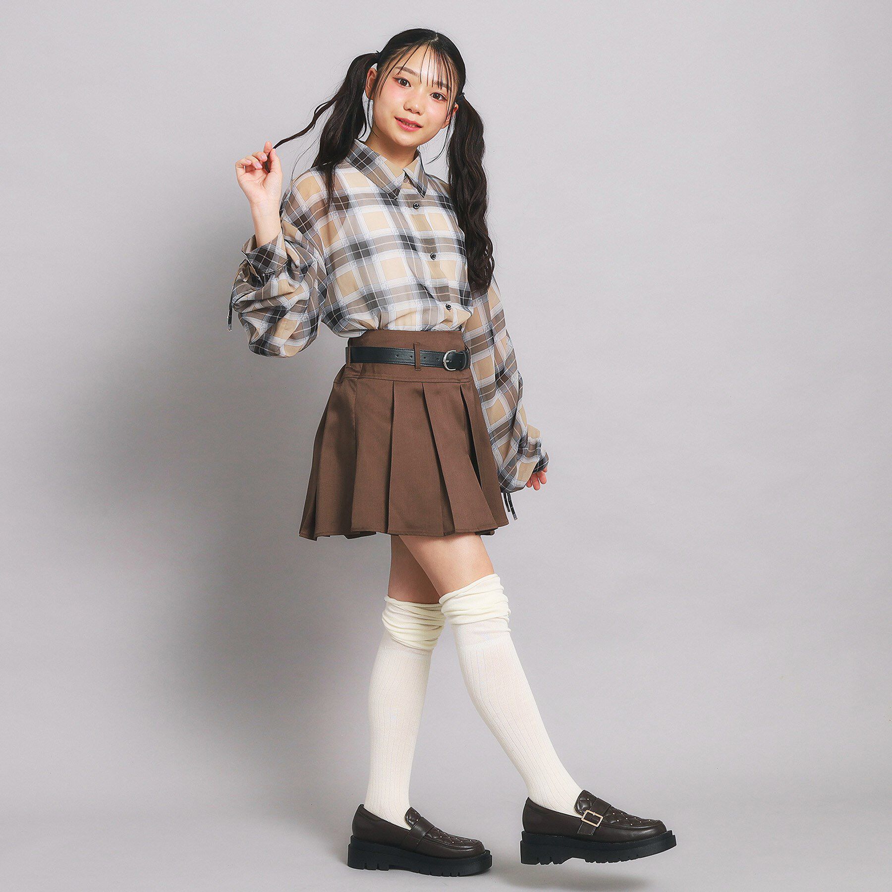 PINK-latte「ベルト付プリーツスカート」|スカート|