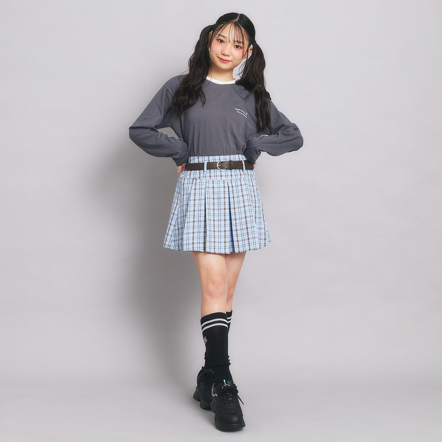 PINK-latte「ベルト付プリーツスカート」|スカート|