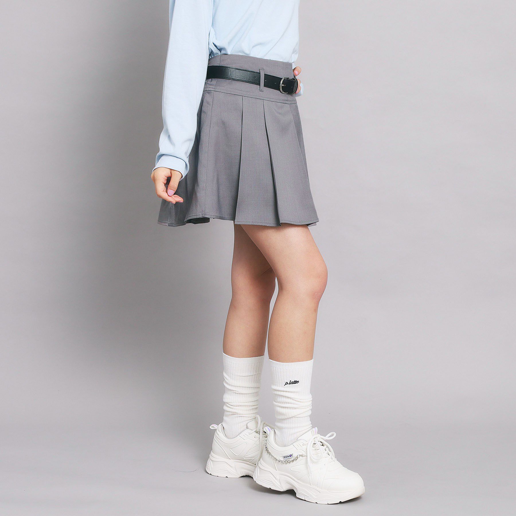 PINK-latte「ベルト付プリーツスカート」|スカート|