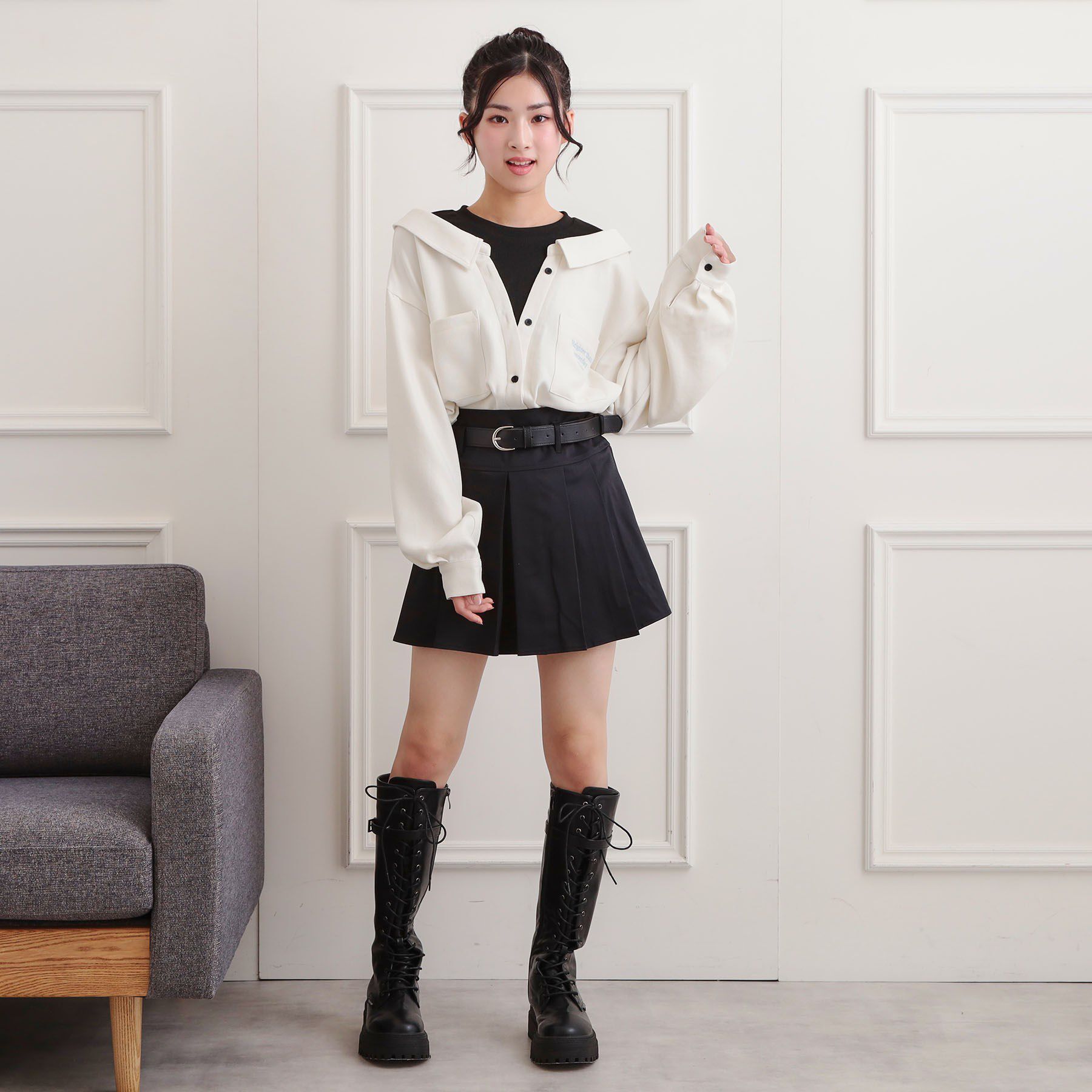 PINK-latte「シャツドッキング長袖プルオーバー」|Tシャツ・カットソー|