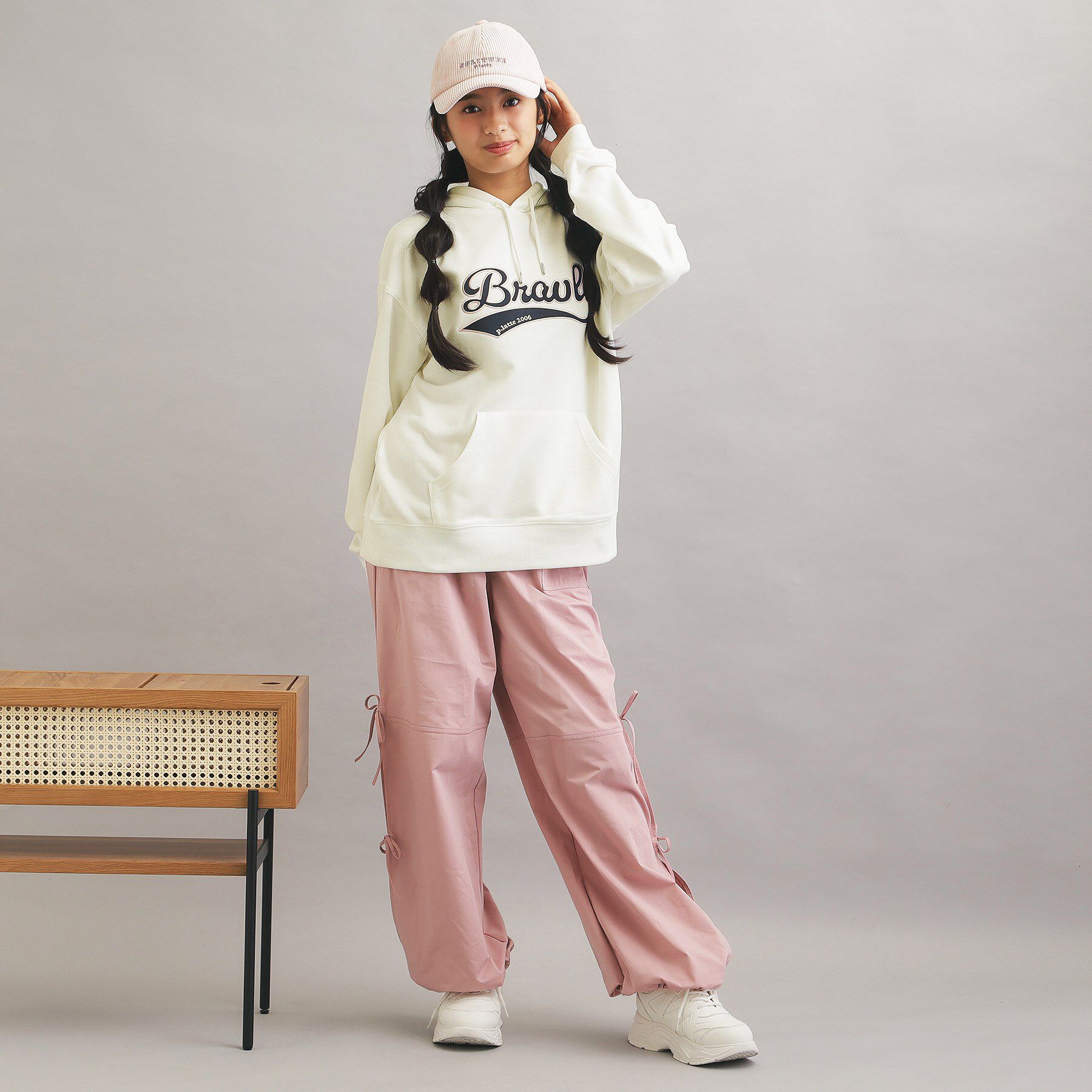 PINK-latte「サテンアップリケBIGパーカー」|パーカー|