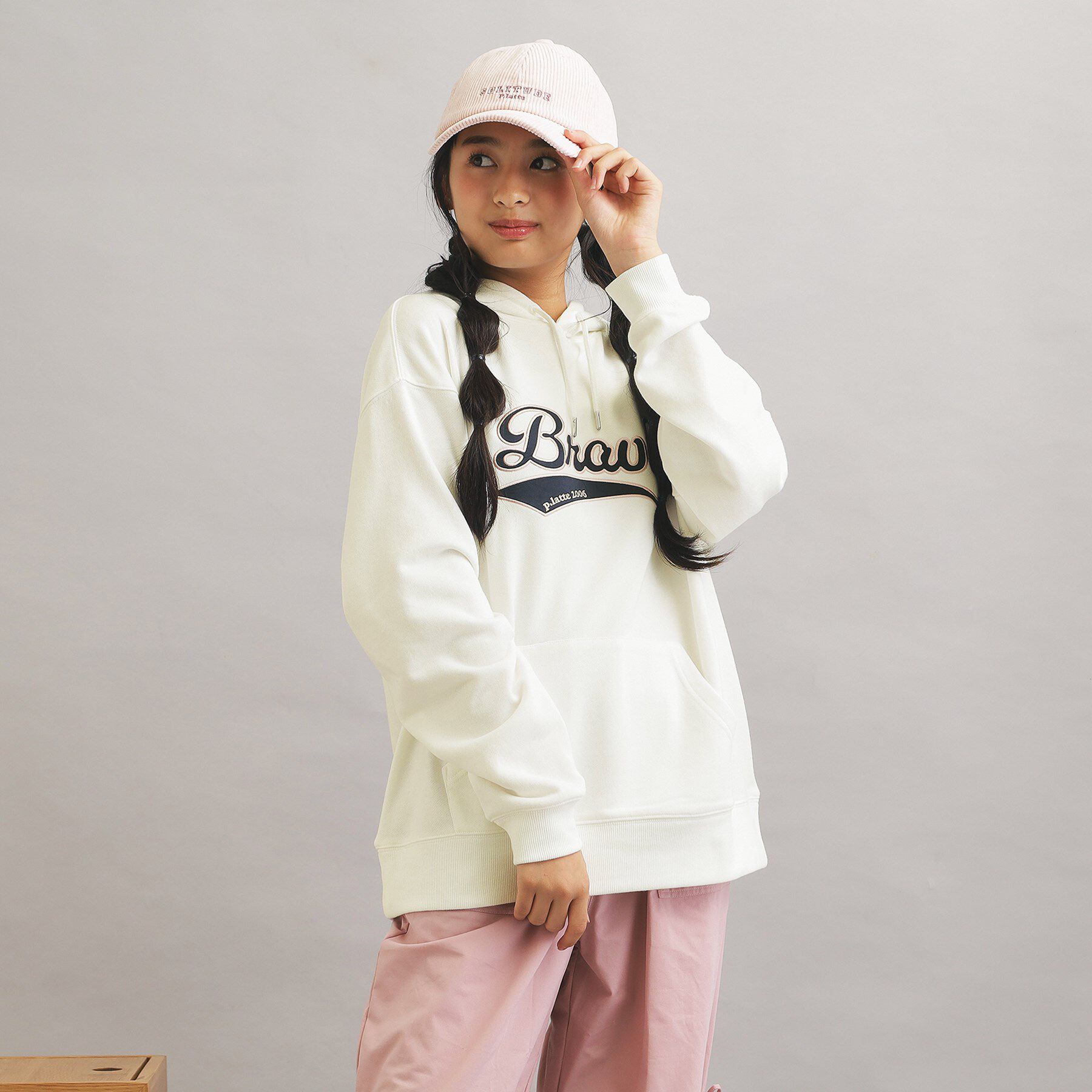 PINK-latte「サテンアップリケBIGパーカー」|パーカー|