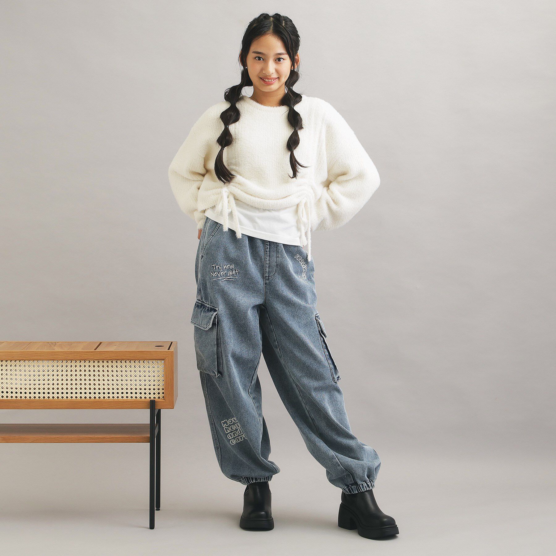 PINK-latte「【セットアイテム】ドロスト＋ロンTセットプルオーバー」|ニット・セーター|