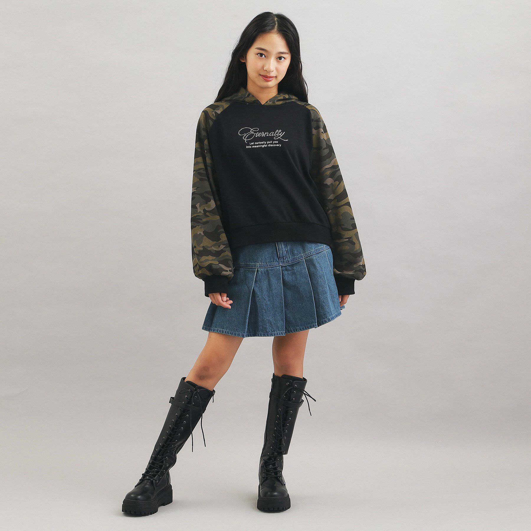 PINK-latte「ラグランラインストーンパーカ」|パーカー|