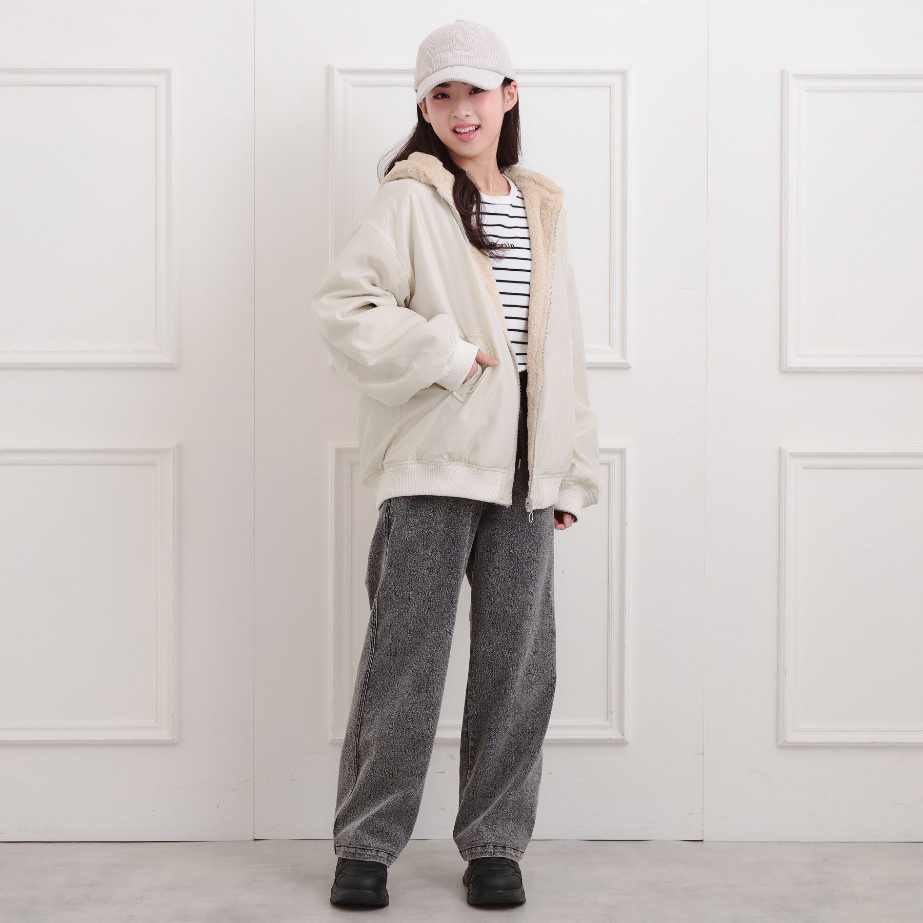 PINK-latte「リバーシブルフェイクファーブルゾン」|ブルゾン・スタジャン|