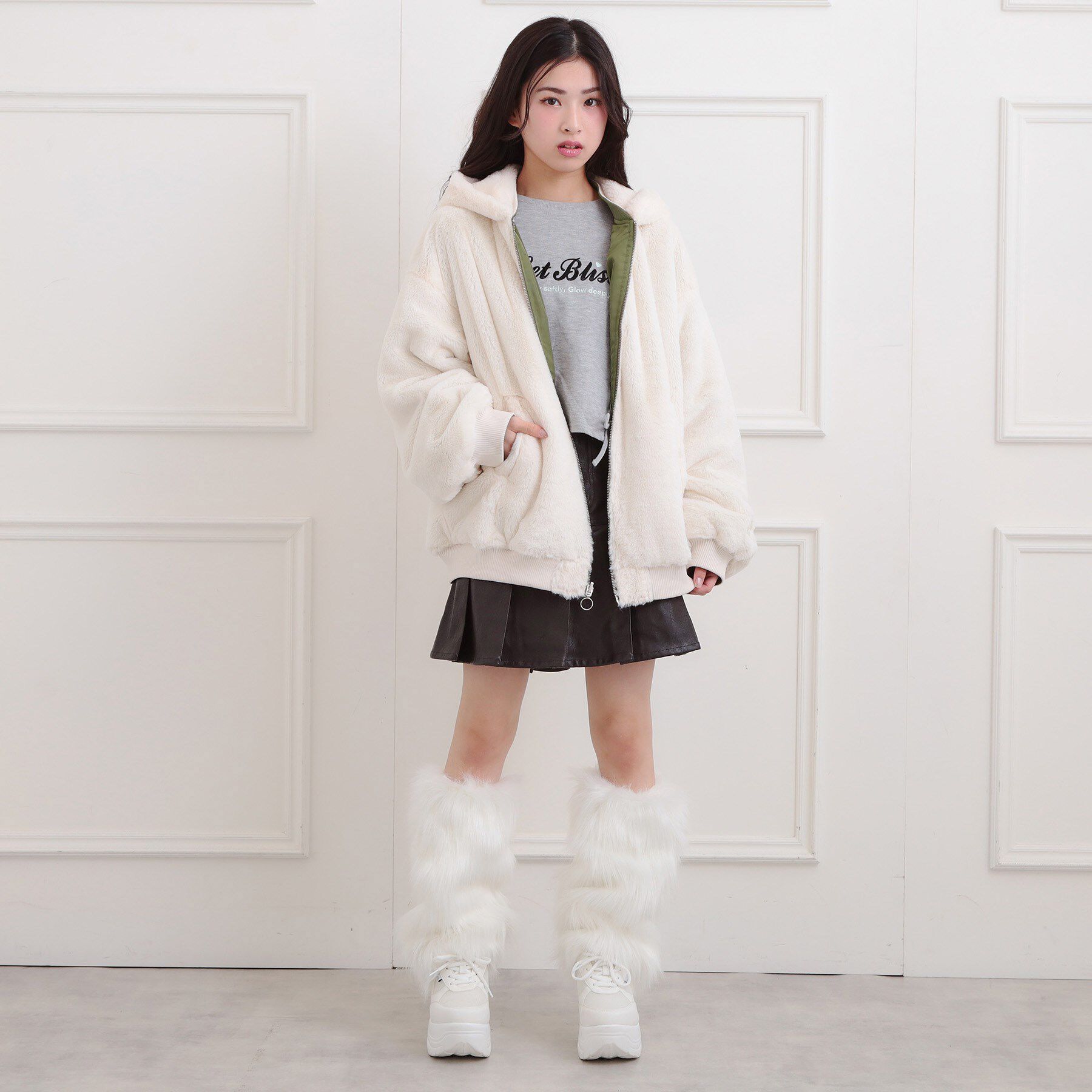 PINK-latte「リバーシブルフェイクファーブルゾン」|ブルゾン・スタジャン|