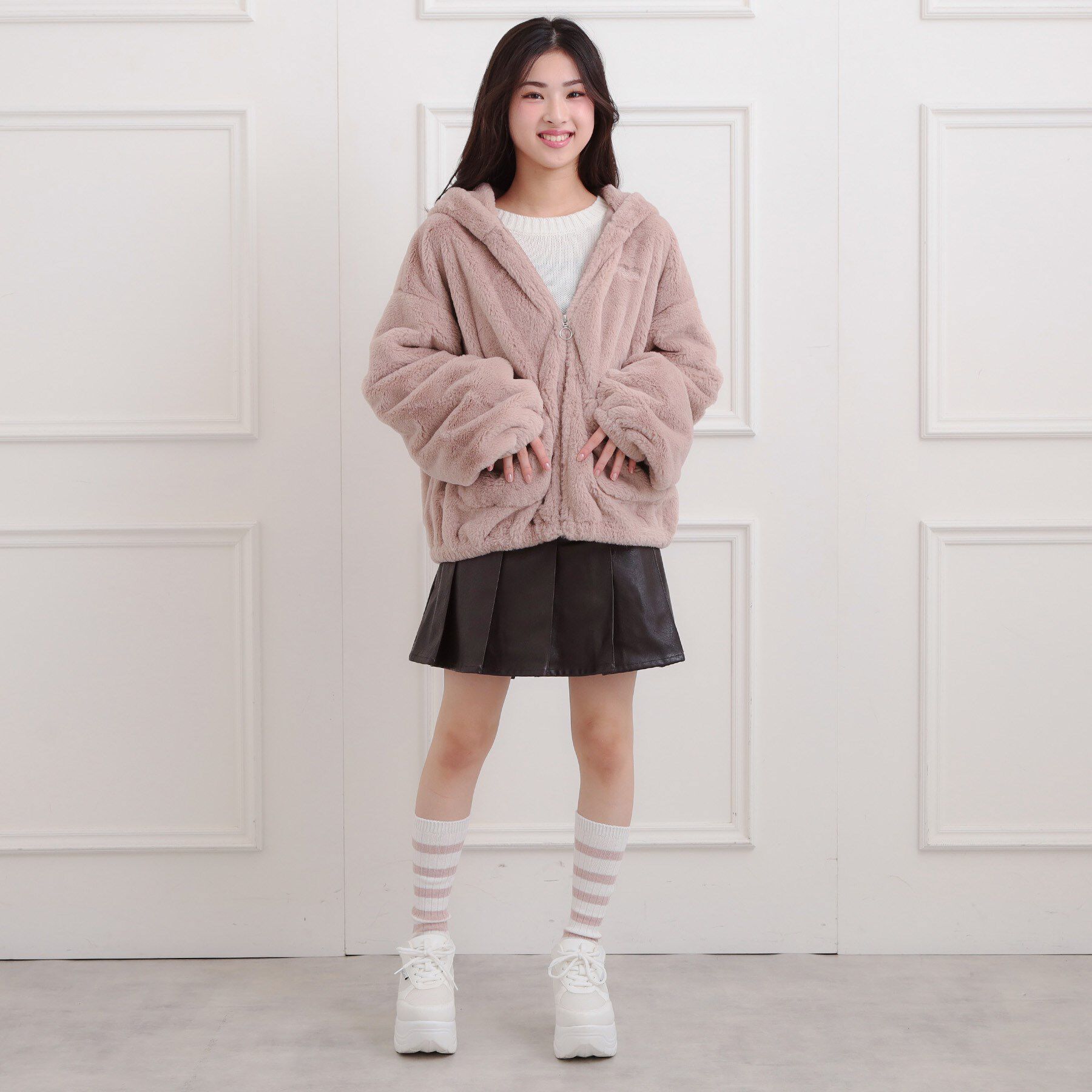 PINK-latte「耳付きフェイクファーブルゾン」|ブルゾン・スタジャン|