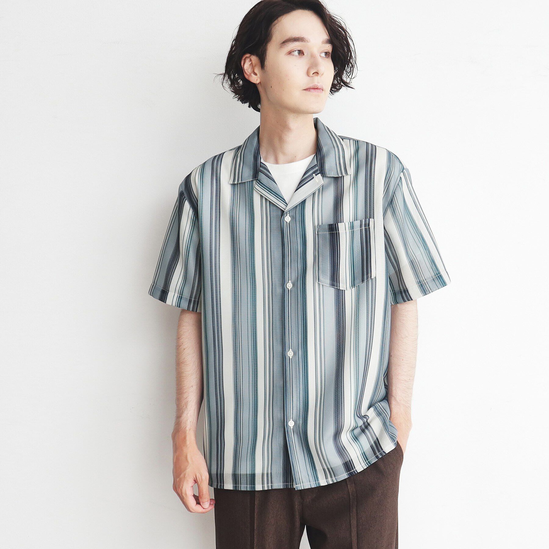 THE SHOP TK「【通気性◎/軽量】カラミシアーシャツ ストライプ／プレーン」|シャツ・ブラウス|