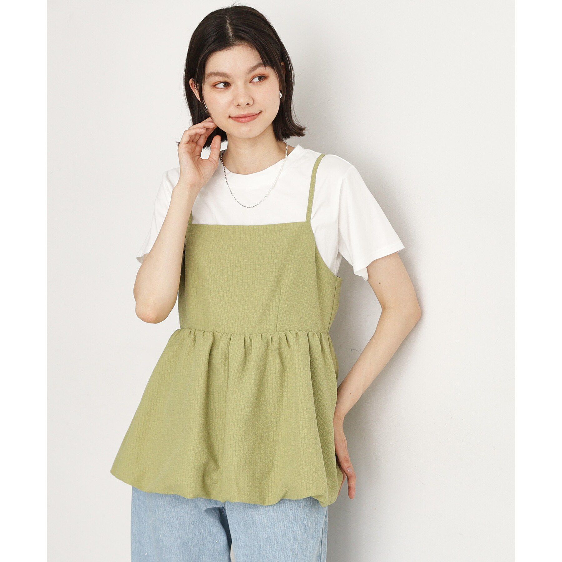 THE SHOP TK「【ヒルナンデス！で紹介】【2点セット】バルーンキャミ&times;Tシャツ/洗える」|その他|