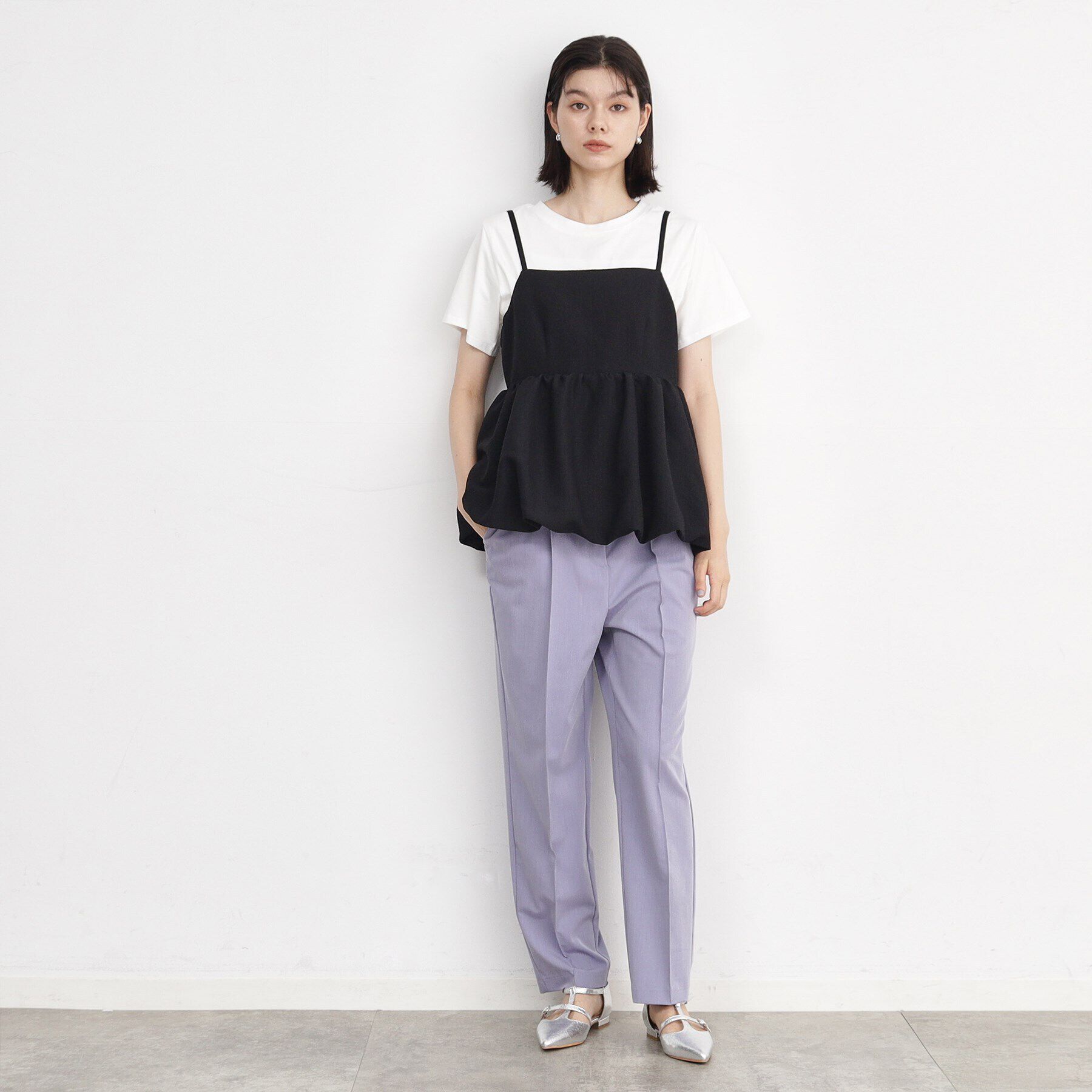 THE SHOP TK「【ヒルナンデス！で紹介】【2点セット】バルーンキャミ&times;Tシャツ/洗える」|その他|