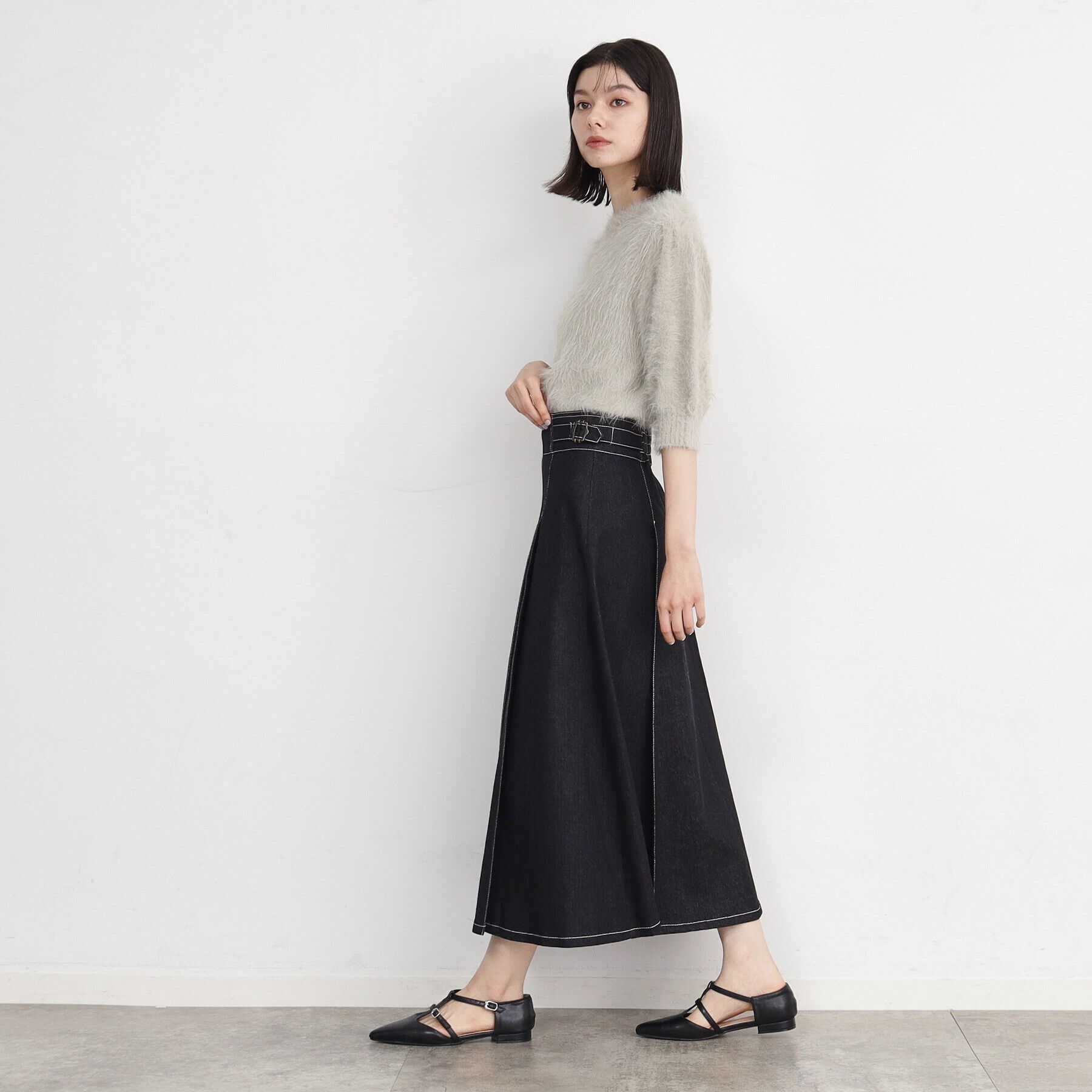 THE SHOP TK「【オールシーズン】デニムタックスカート/洗える」|スカート|