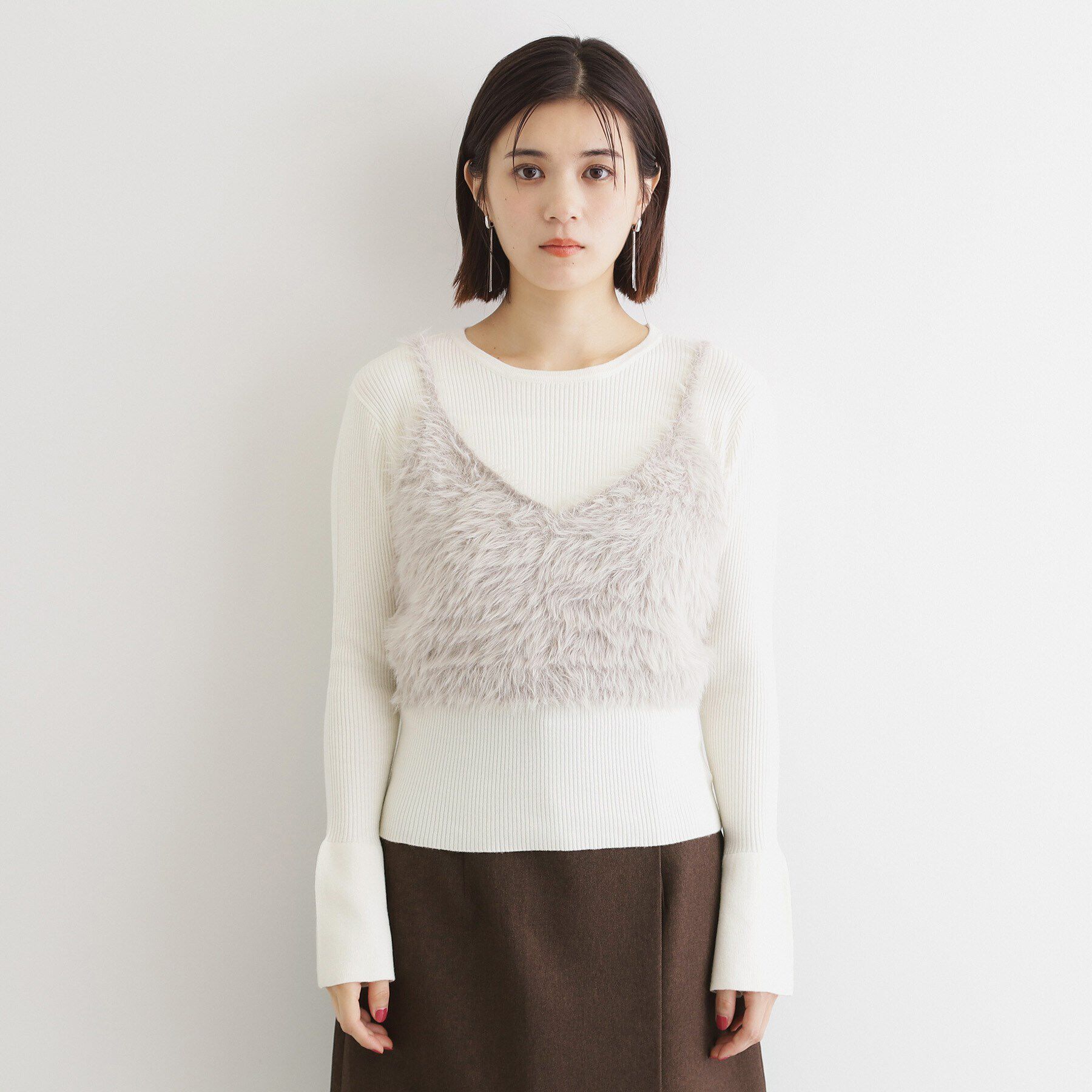 THE SHOP TK「【＠BAILA掲載】ふわふわビスチェ&times;フレア袖ニット/セットアイテム」|ニット・セーター|