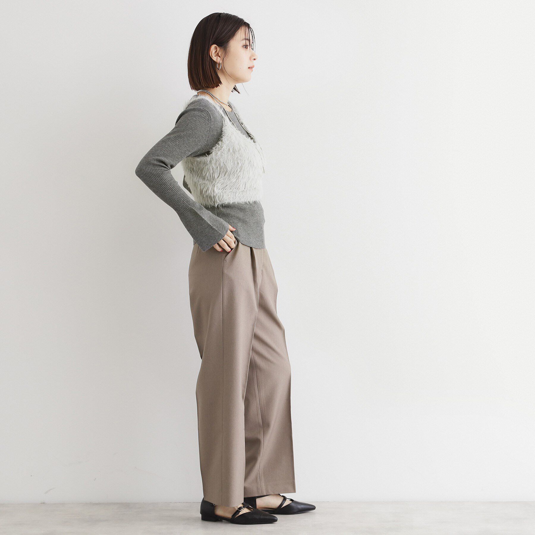 THE SHOP TK「【＠BAILA掲載】ふわふわビスチェ&times;フレア袖ニット/セットアイテム」|ニット・セーター|