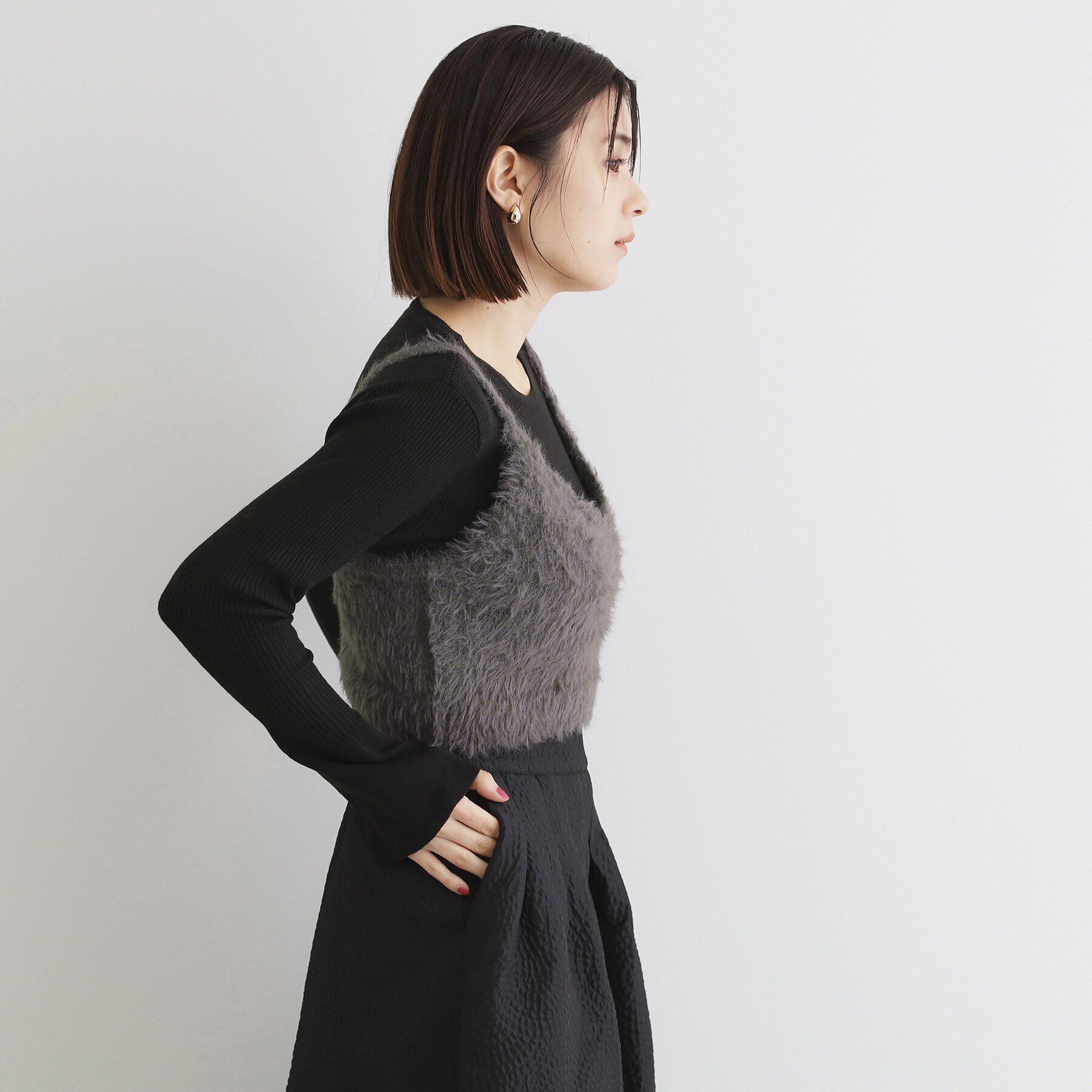 THE SHOP TK「【＠BAILA掲載】ふわふわビスチェ&times;フレア袖ニット/セットアイテム」|ニット・セーター|