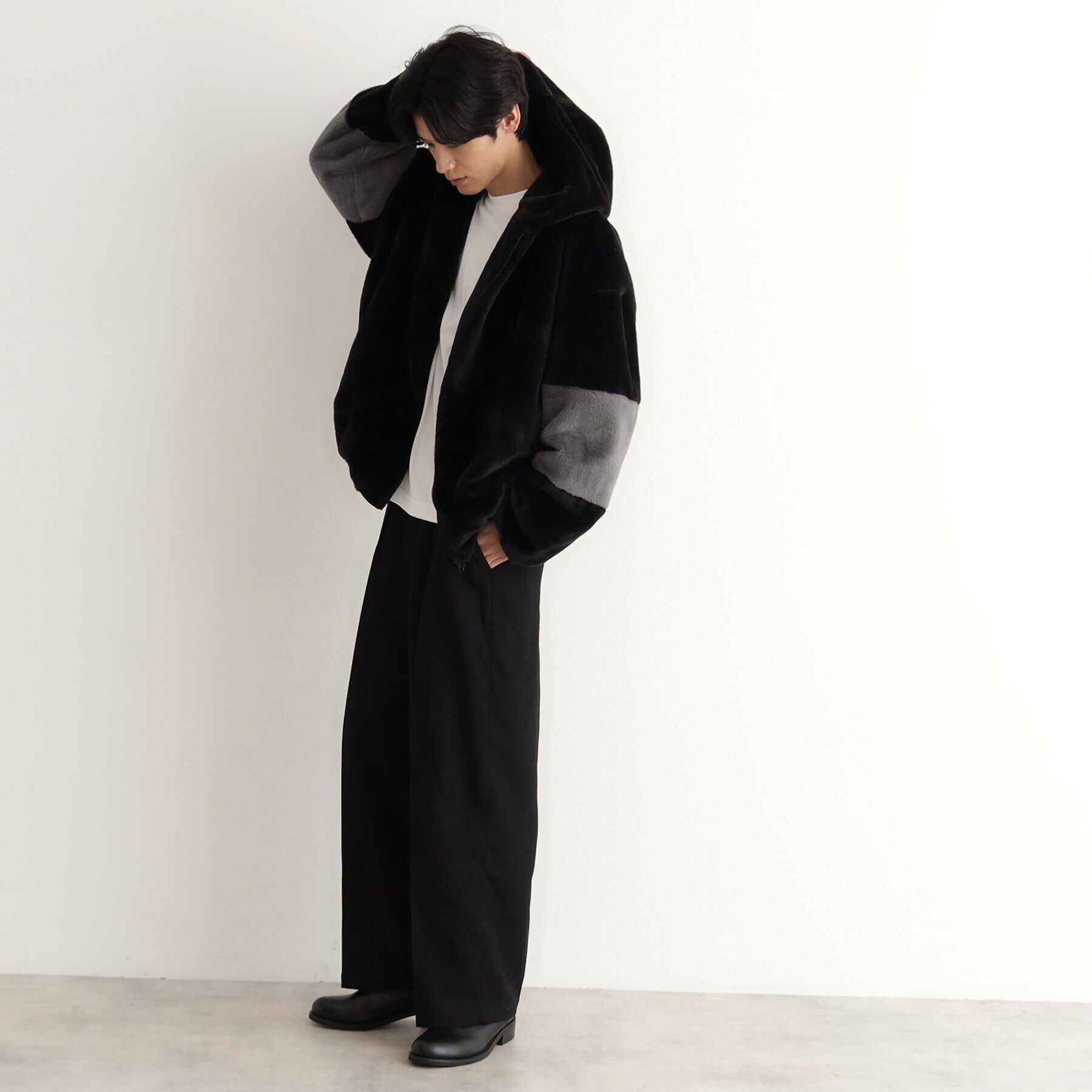 THE SHOP TK「フードフェイクファーブルゾン ユニセックス」|ブルゾン・スタジャン|