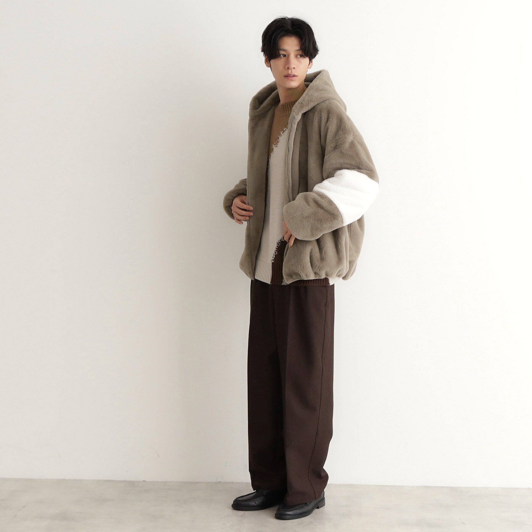 THE SHOP TK「フードフェイクファーブルゾン ユニセックス」|ブルゾン・スタジャン|