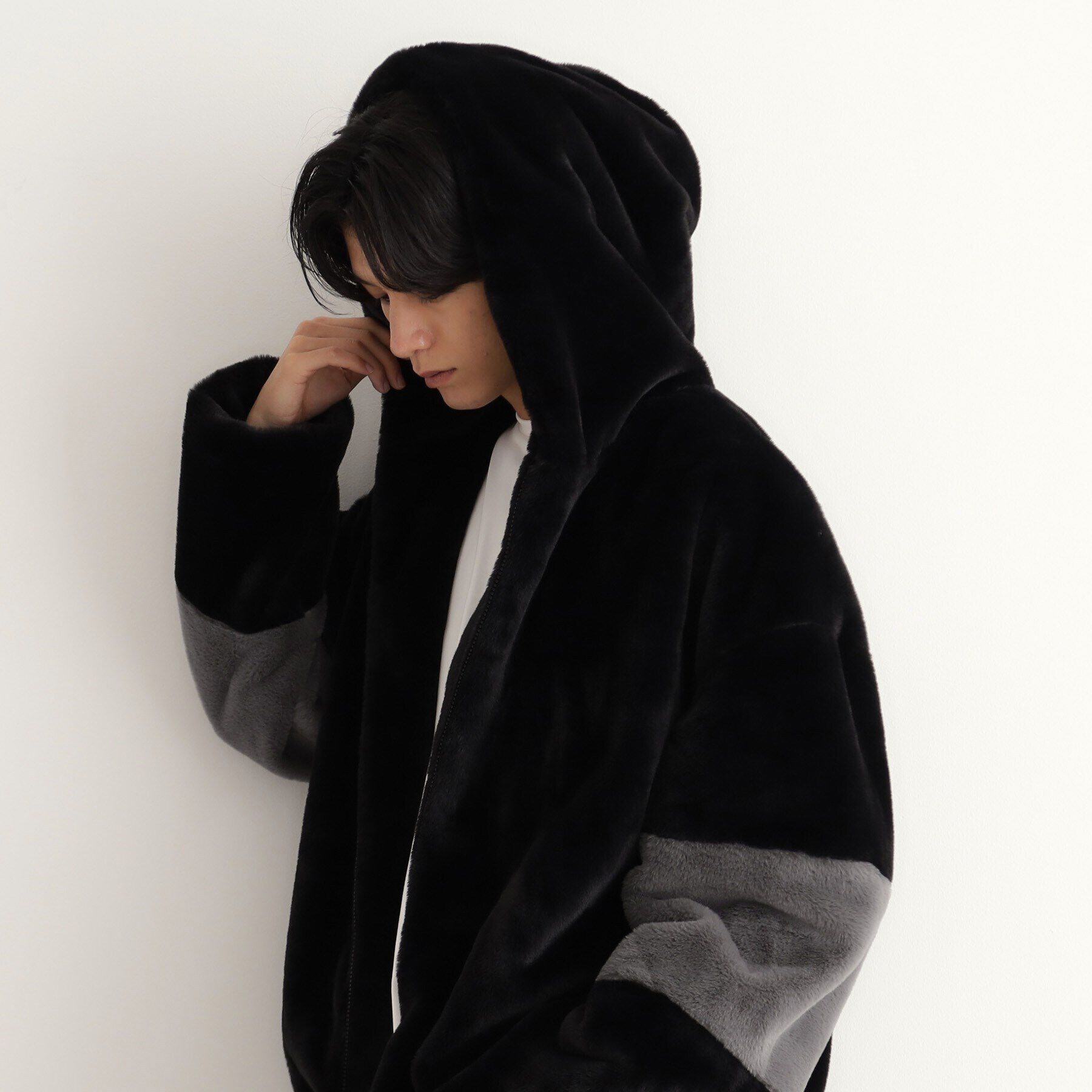 THE SHOP TK「フードフェイクファーブルゾン ユニセックス」|ブルゾン・スタジャン|ブラック(019)