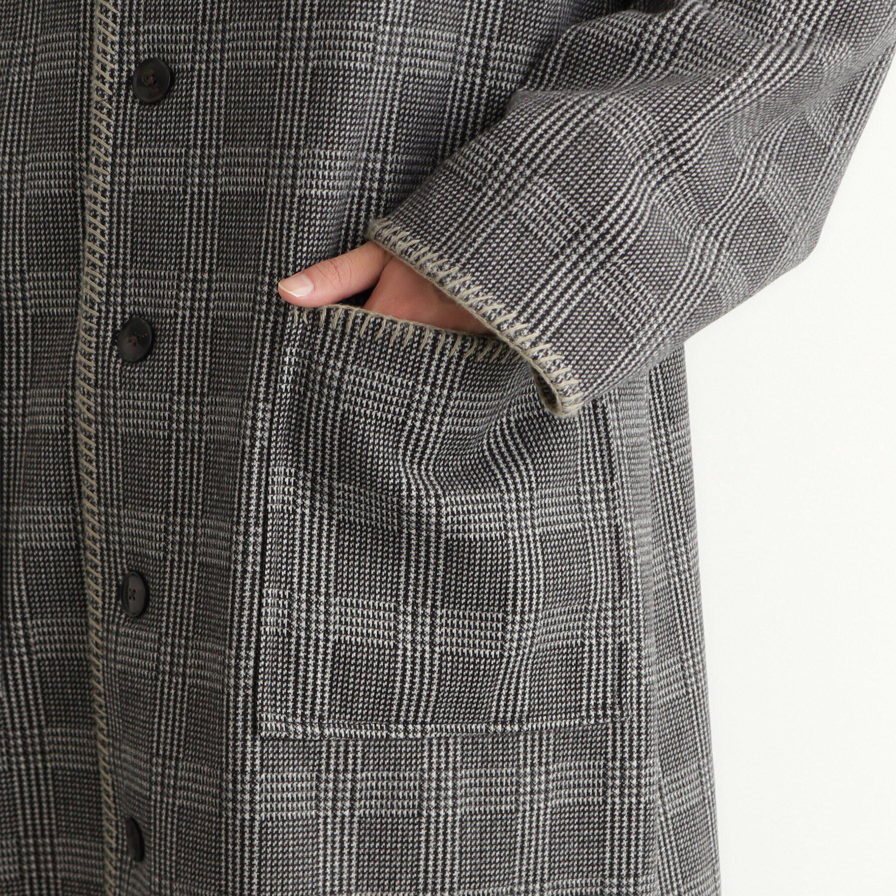 THE SHOP TK「ウーリックステッチデザインコート ビッグシルエット／洗える／イージーケア」|ステンカラーコート|