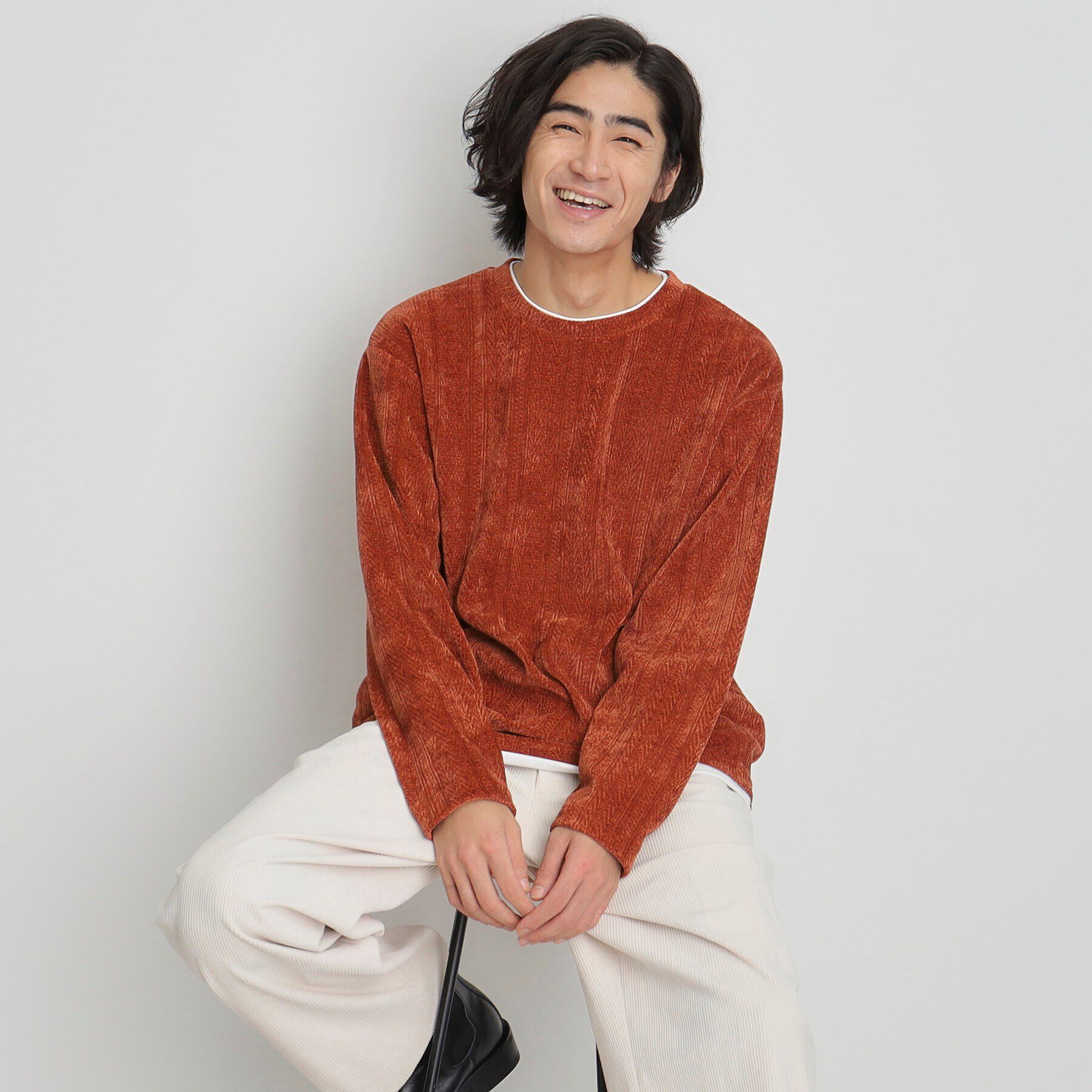 THE SHOP TK「シェニールケーブルプルオーバー」|Tシャツ・カットソー|オレンジ(069)