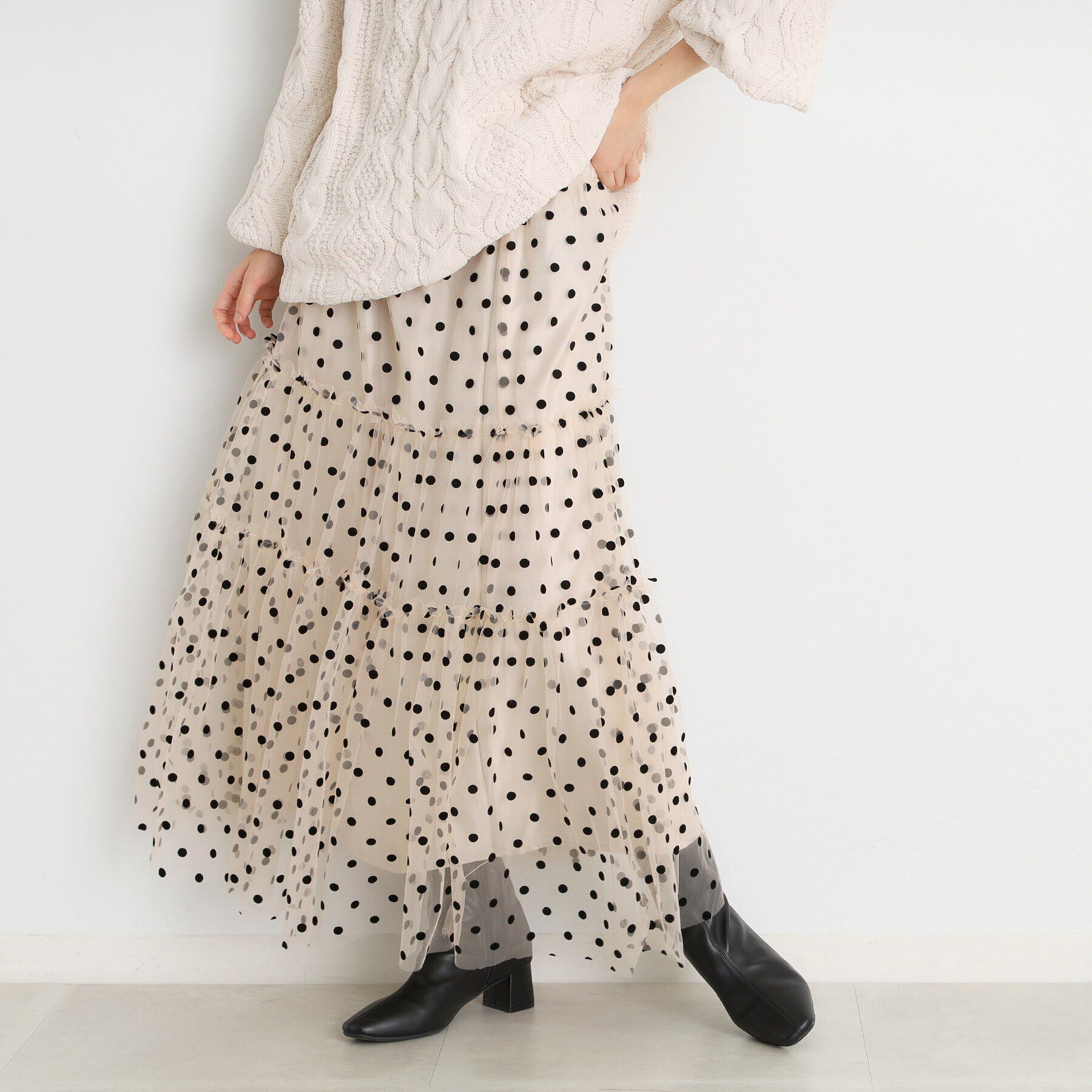 THE SHOP TK「チュールドットスカート【洗える】」|スカート|