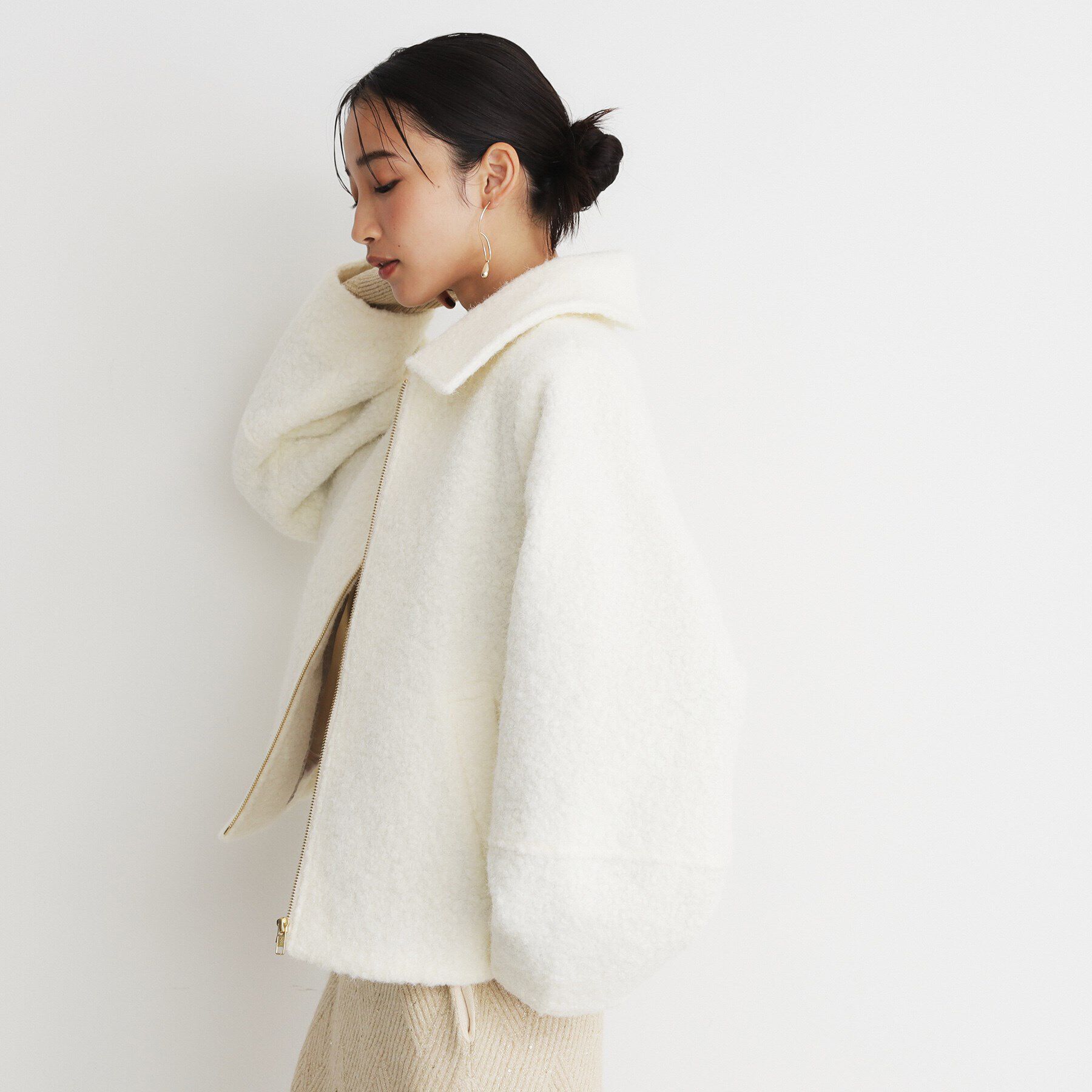 THE SHOP TK「【＠BAILA掲載】ビックカラー袖ボリュームジャケット/洗えるアウター」|ブルゾン・スタジャン|