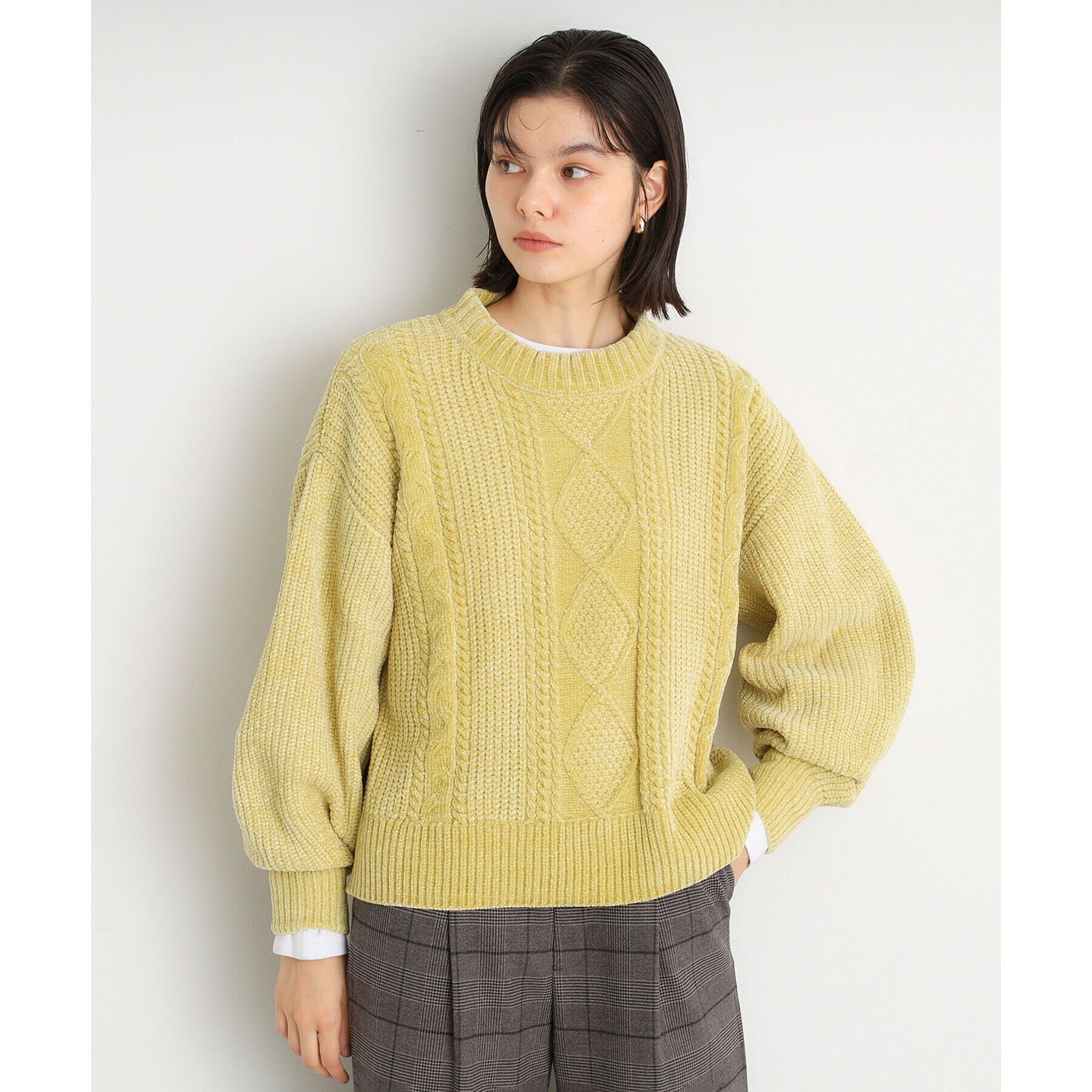 THE SHOP TK「ラメケーブルモールニット【洗える】」|ニット・セーター|ｲｴﾛｰ(031)