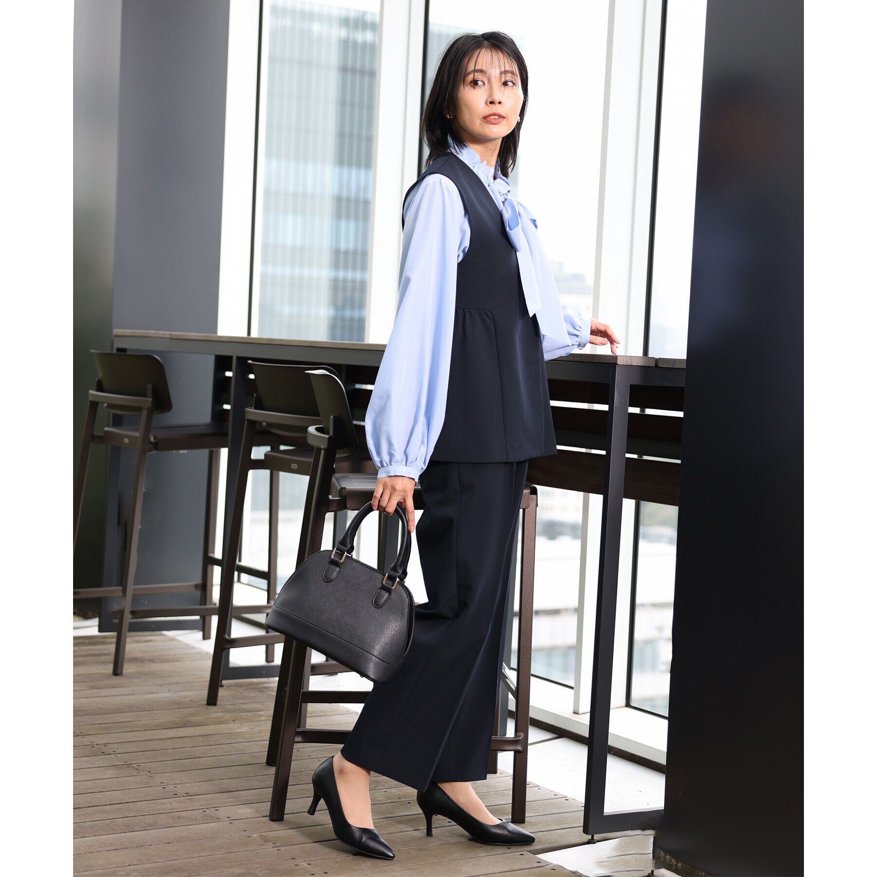 THE SHOP TK「【汚れ防止／シワになりにくい／セレモニー／通勤】ダブルクロスワイドパンツ／洗える／サスティナブル」|その他|