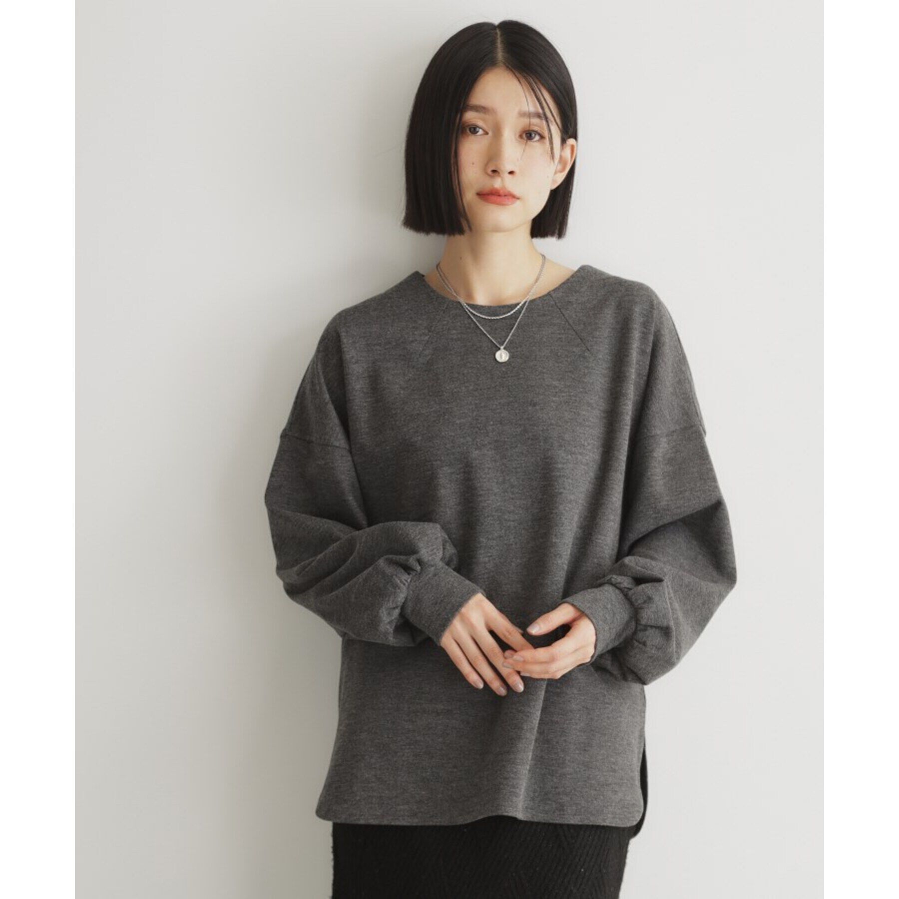 THE SHOP TK「【あったか機能】サーモジャージプルオーバー/洗える」|Tシャツ・カットソー|ﾁｬｺｰﾙｸﾞﾚｰ(014)