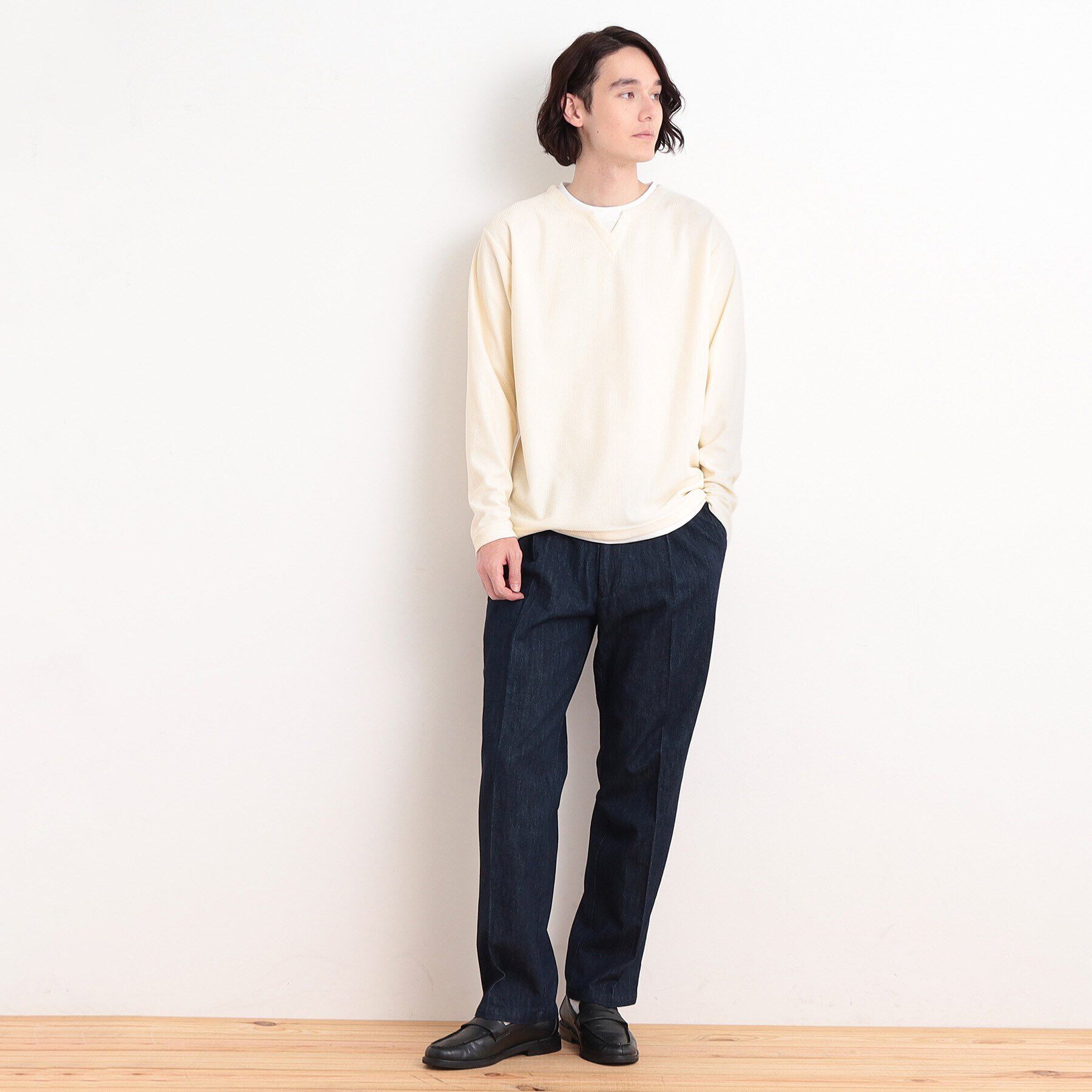 THE SHOP TK「バスケット編みキーネックTシャツ」|Tシャツ・カットソー|