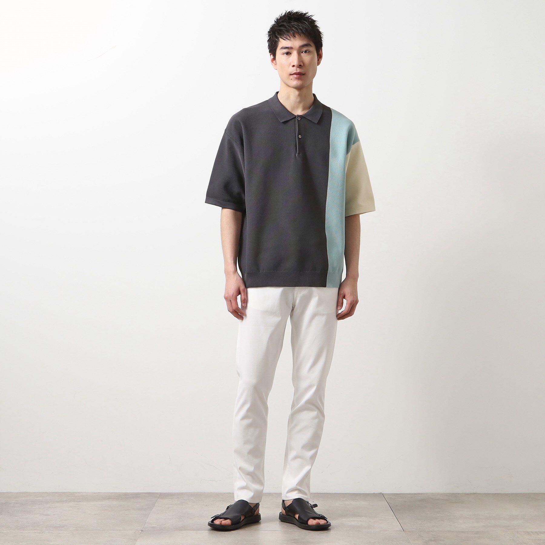 THE SHOP TK「パネルニットポロシャツ」|ポロシャツ|