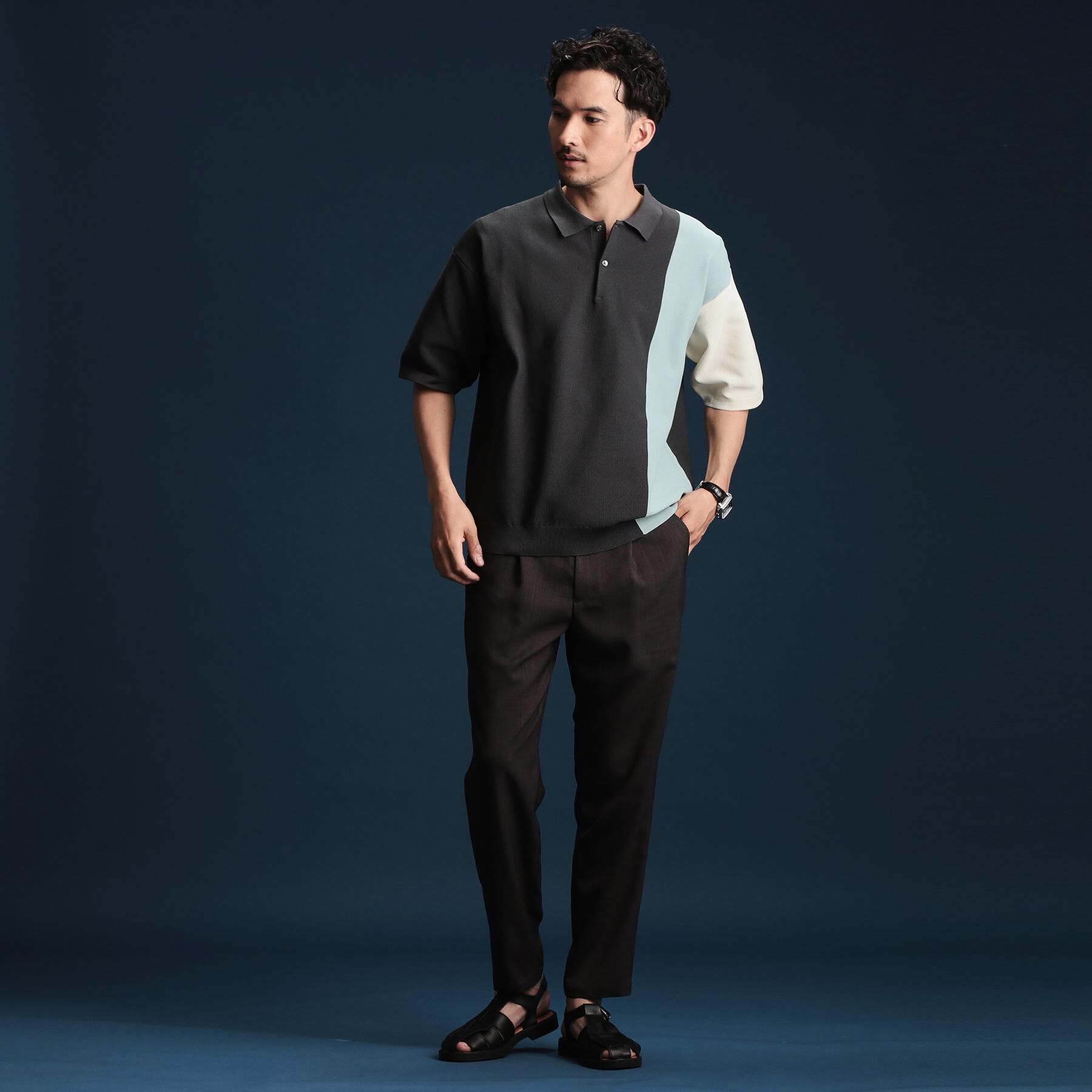 THE SHOP TK「パネルニットポロシャツ」|ポロシャツ|