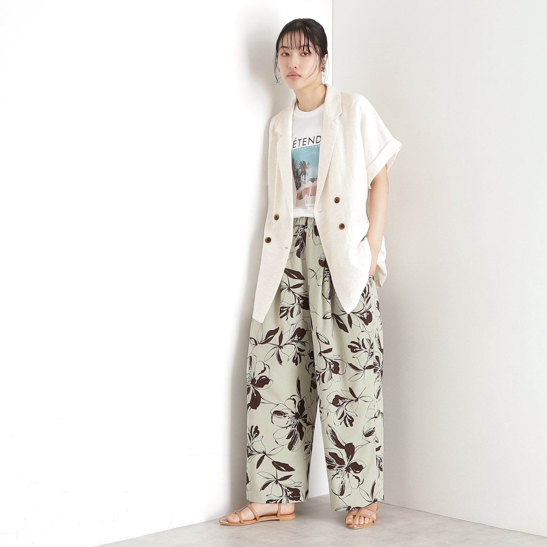 THE SHOP TK「リネン混半袖テーラージャケット【洗える/セットアップ可】」|テーラードジャケット|