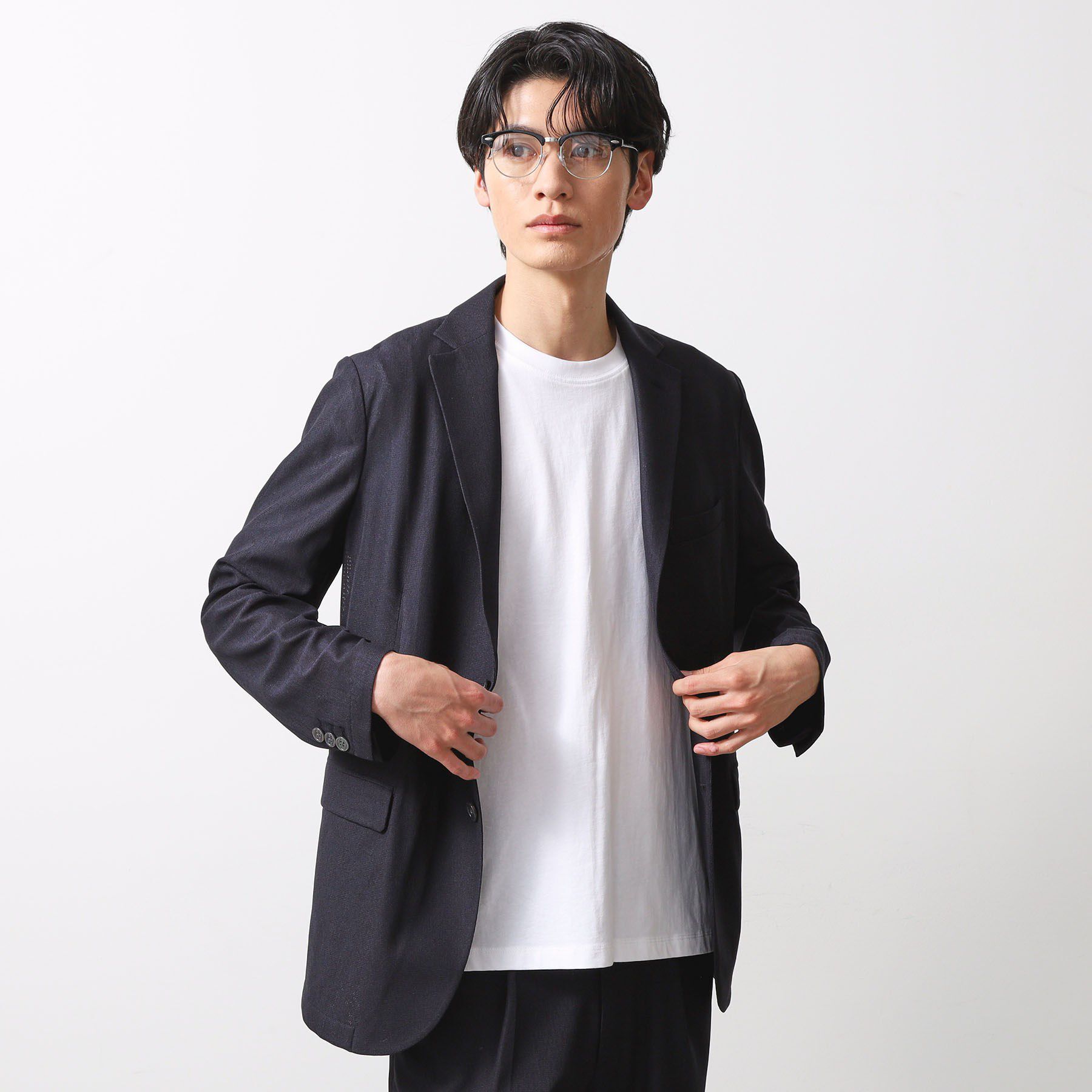 THE SHOP TK「シャリルジャージジャケット　洗濯機OK/吸水速乾/イージーケア/セットアップ可」|テーラードジャケット|ネイビー(094)