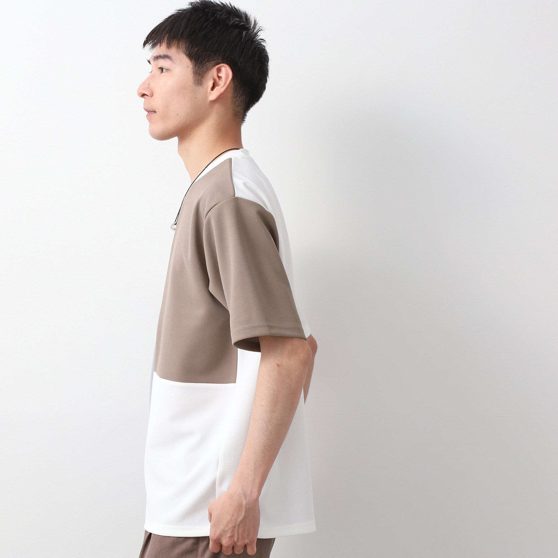 THE SHOP TK「ツイルブロッキング半袖Tシャツ」|Tシャツ・カットソー|