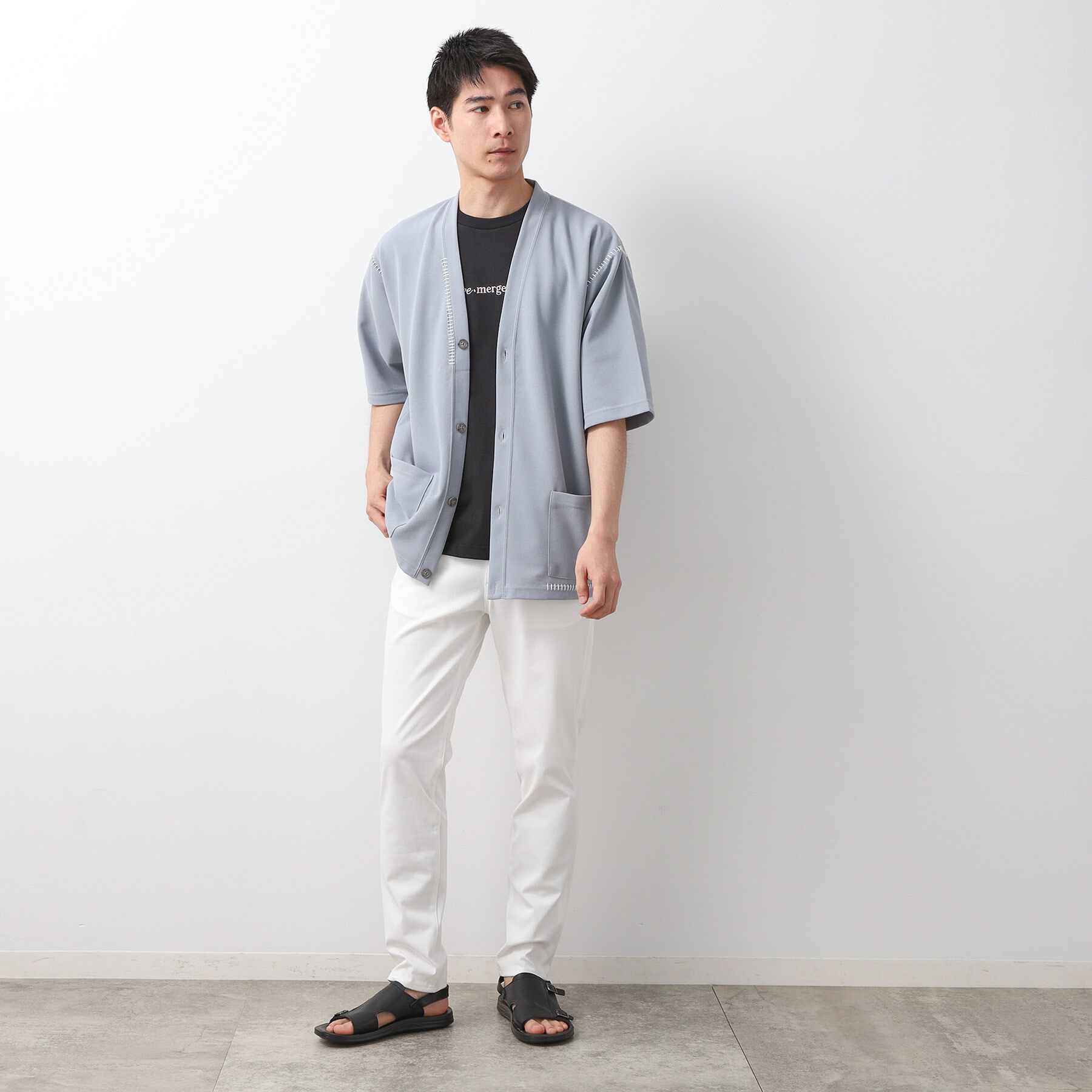 THE SHOP TK「ツイルステッチ半袖カーディガン【洗濯機OK/接触冷感】」|カーディガン|