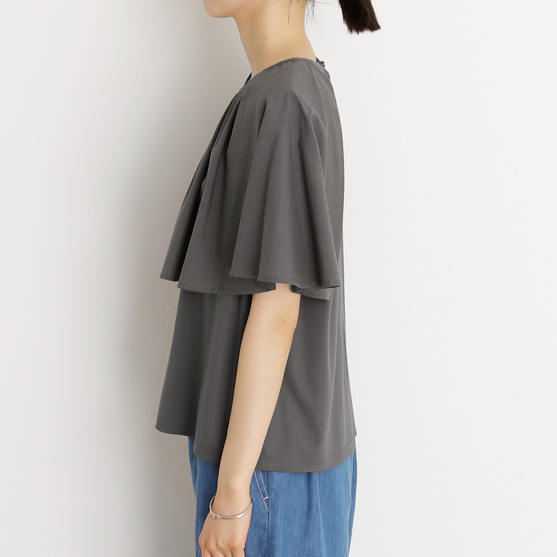 THE SHOP TK「アシメケープ風プルオーバー【接触冷感/洗濯機OK】」|Tシャツ・カットソー|