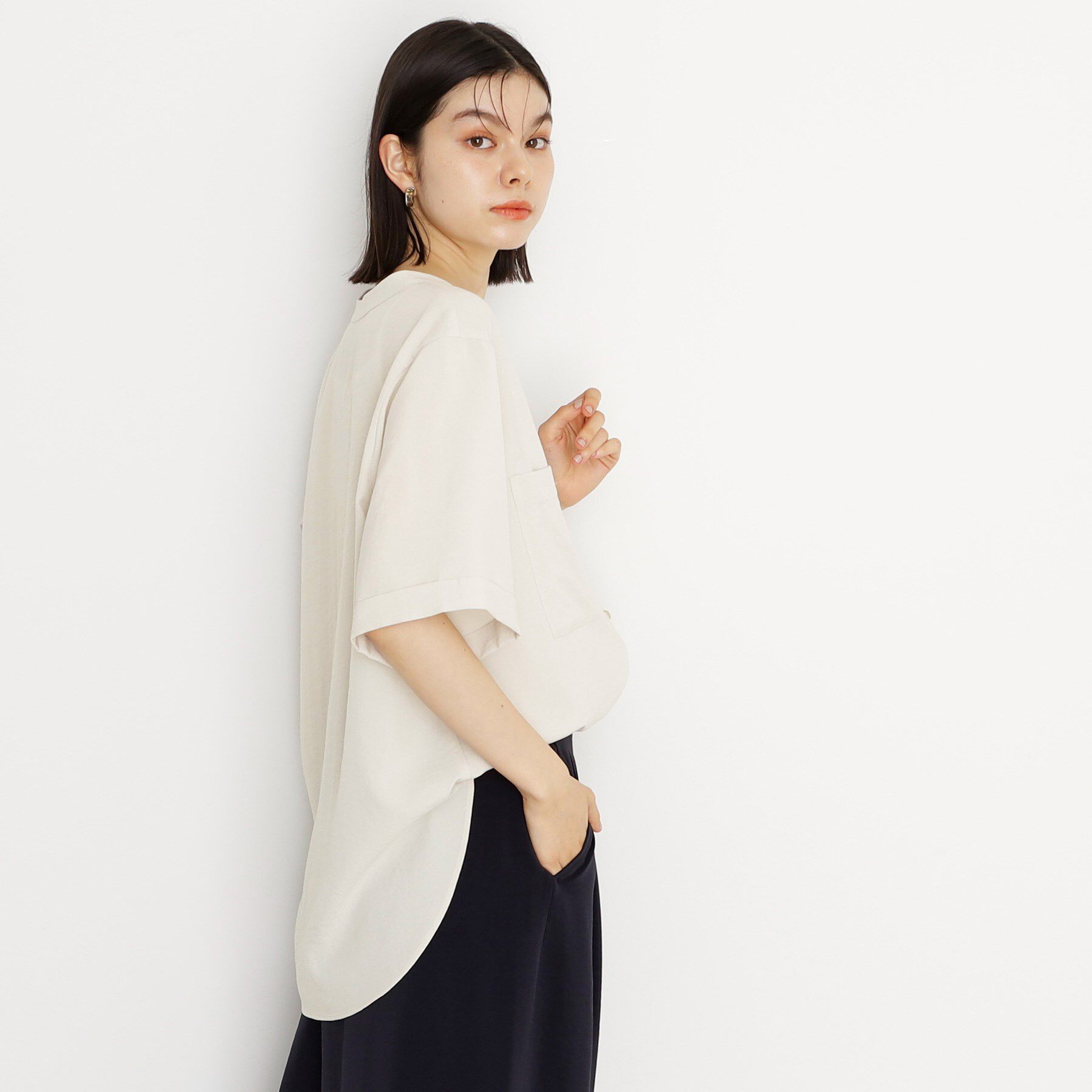 THE SHOP TK「【秋色入荷/インしなくても決まる】ダブルポケット5分袖シャツ/体型カバー／洗濯機OK」|シャツ・ブラウス|