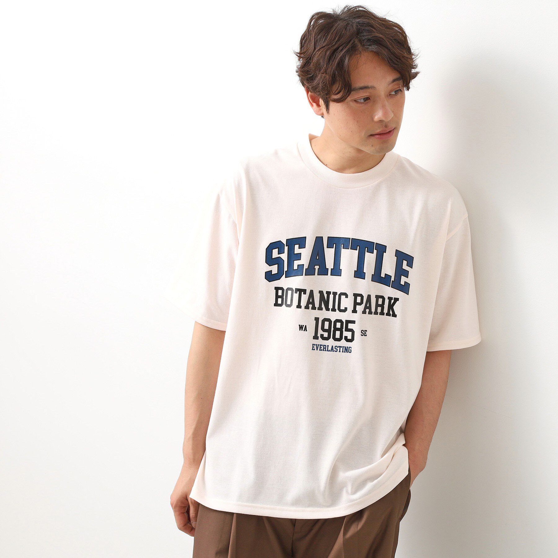 THE SHOP TK「カレッジロゴ半袖Tシャツ /親子リンク/洗濯機OK」|Tシャツ・カットソー|グレージュ(050)