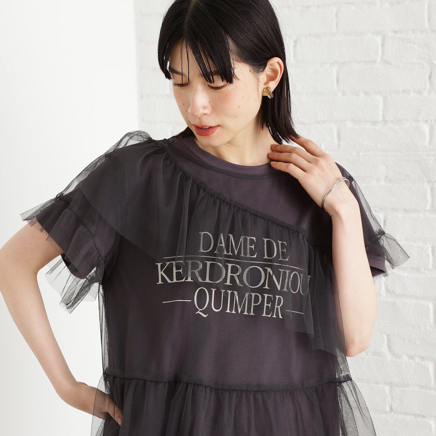 THE SHOP TK「【セットアイテム】チュール&times;ロゴTシャツ/洗える」|Tシャツ・カットソー|