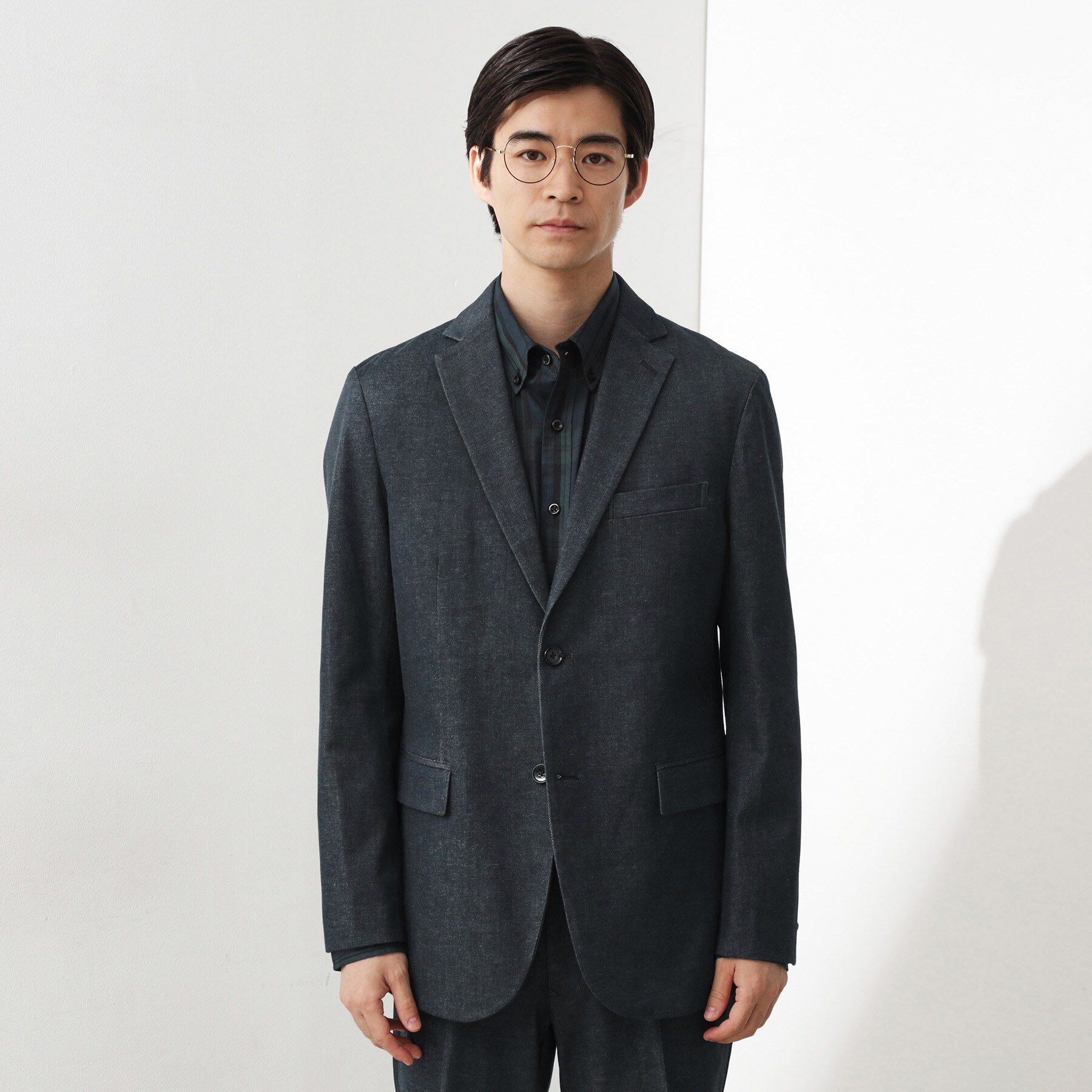 THE SHOP TK「エバーデニムジャケット【色落ちしにくい/洗濯機OK/ストレッチ/セットアップ可】」|テーラードジャケット|