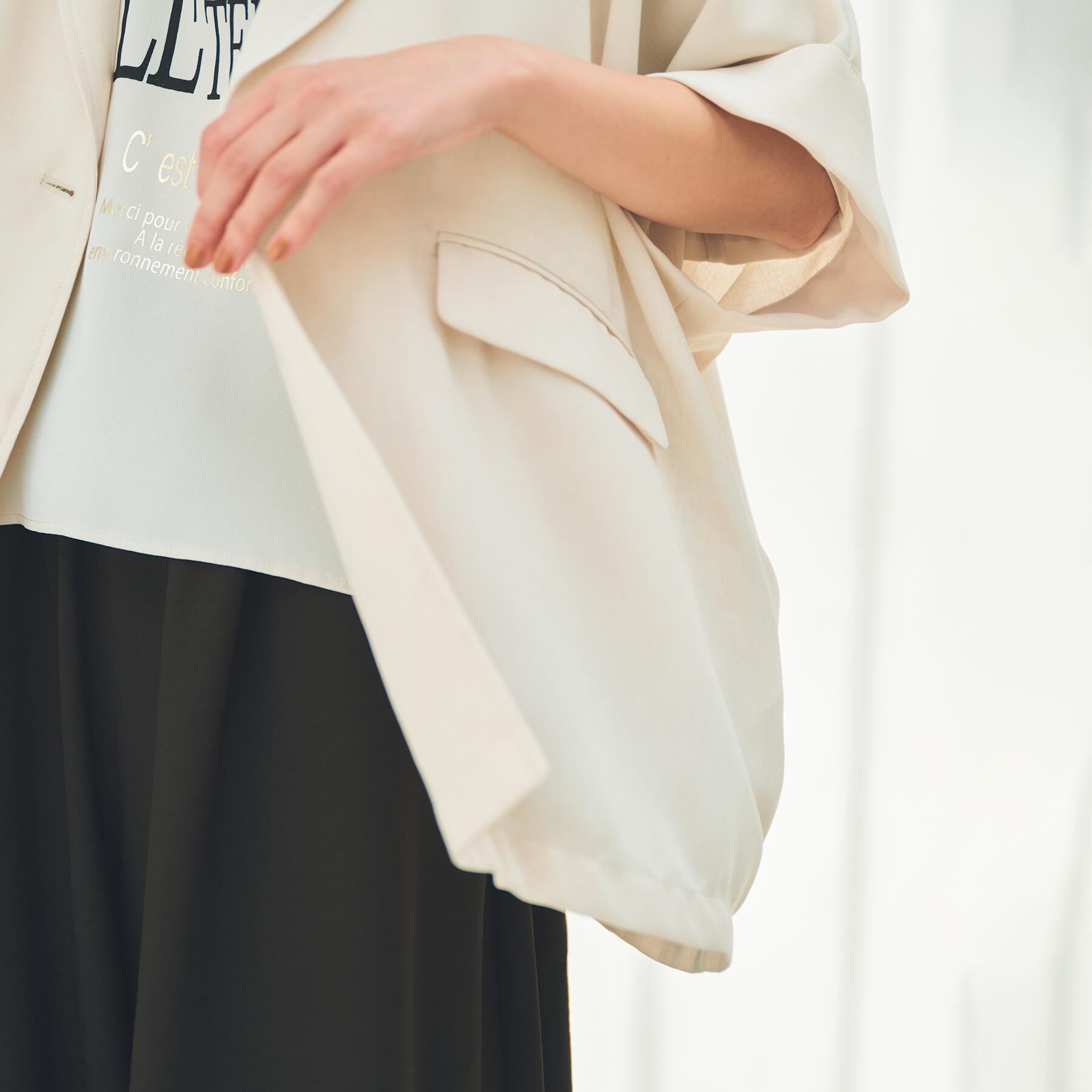 THE SHOP TK「ドルマン半袖ジャケット【洗える】」|テーラードジャケット|