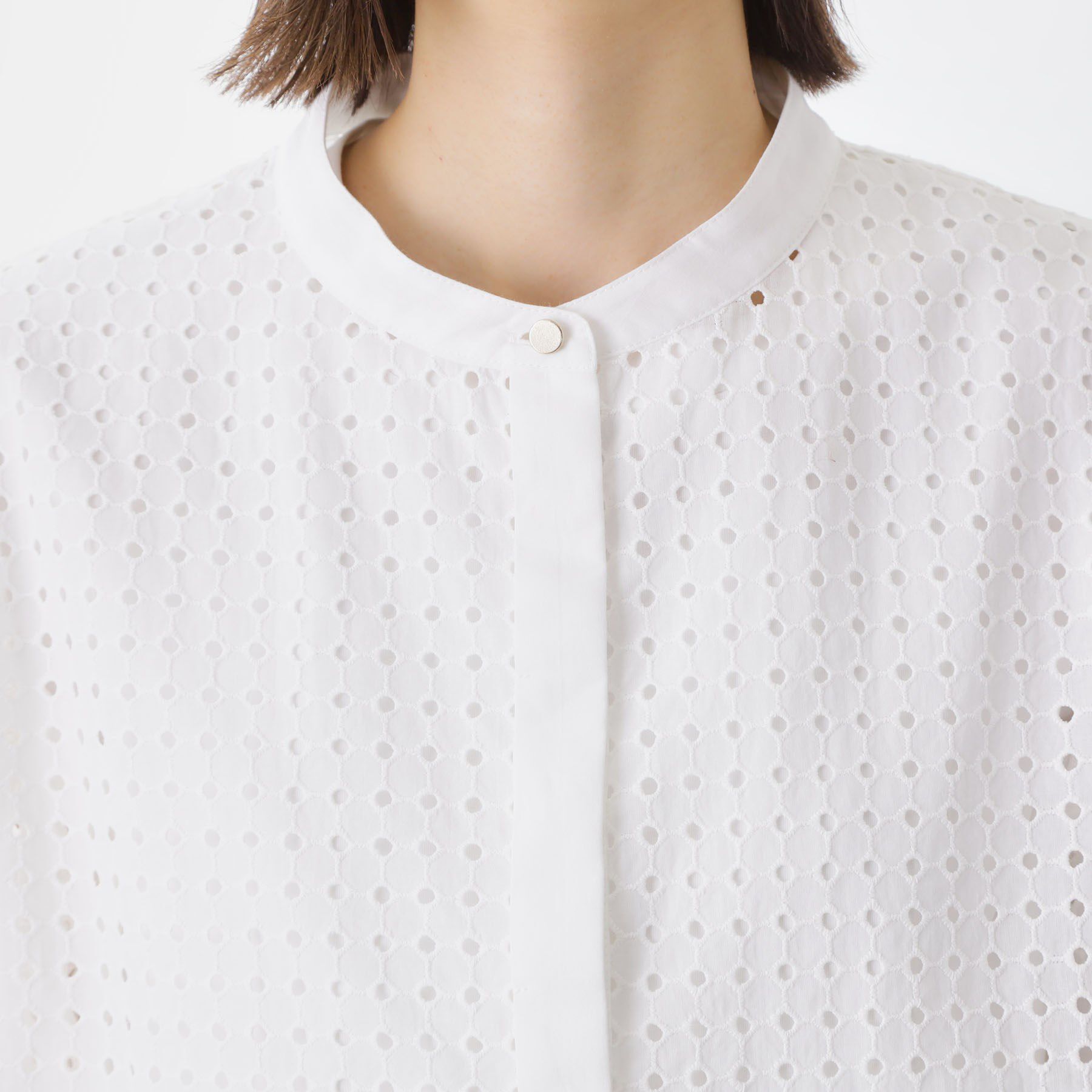 THE SHOP TK「5分袖レース刺繍コットンシャツ」|シャツ・ブラウス|