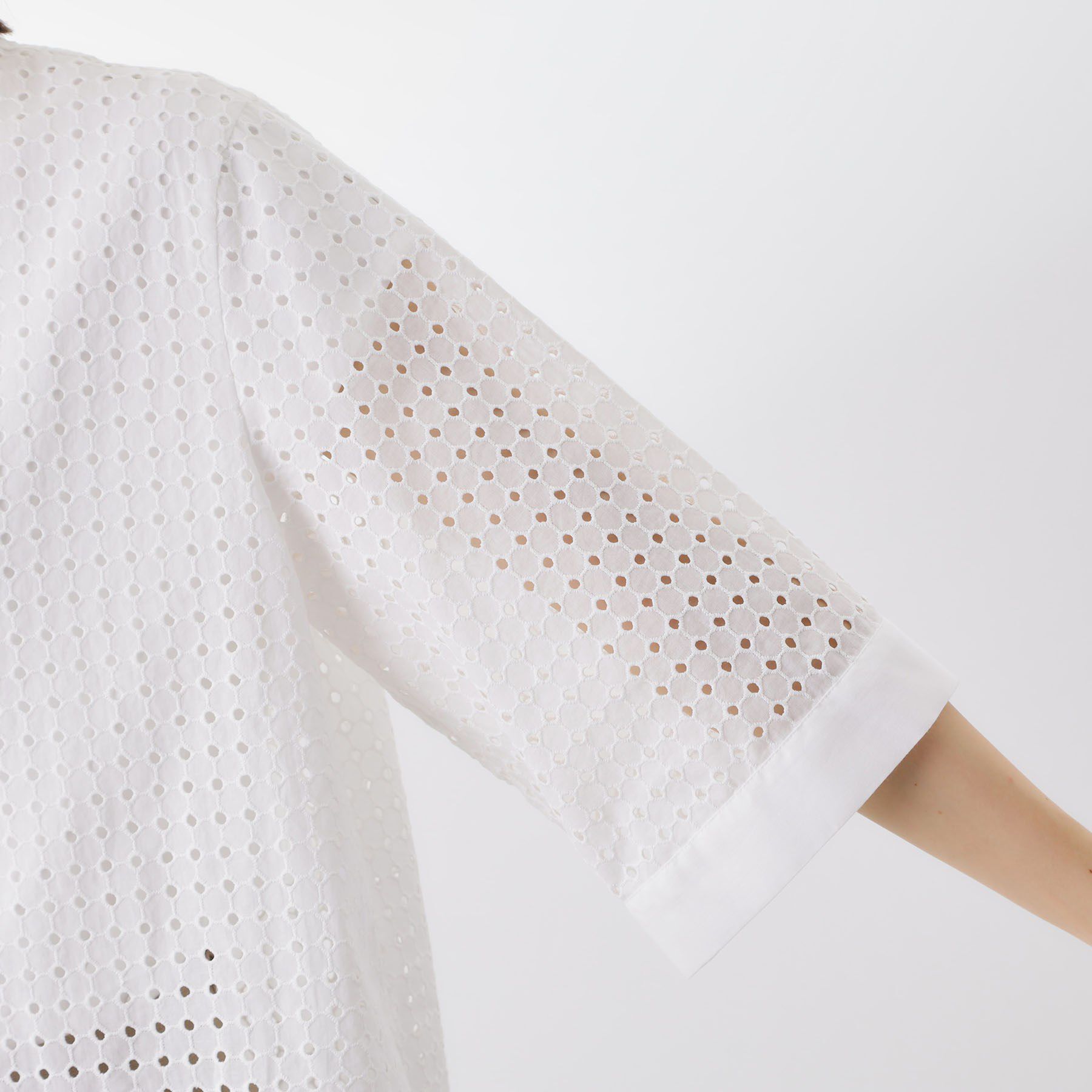 THE SHOP TK「5分袖レース刺繍コットンシャツ」|シャツ・ブラウス|