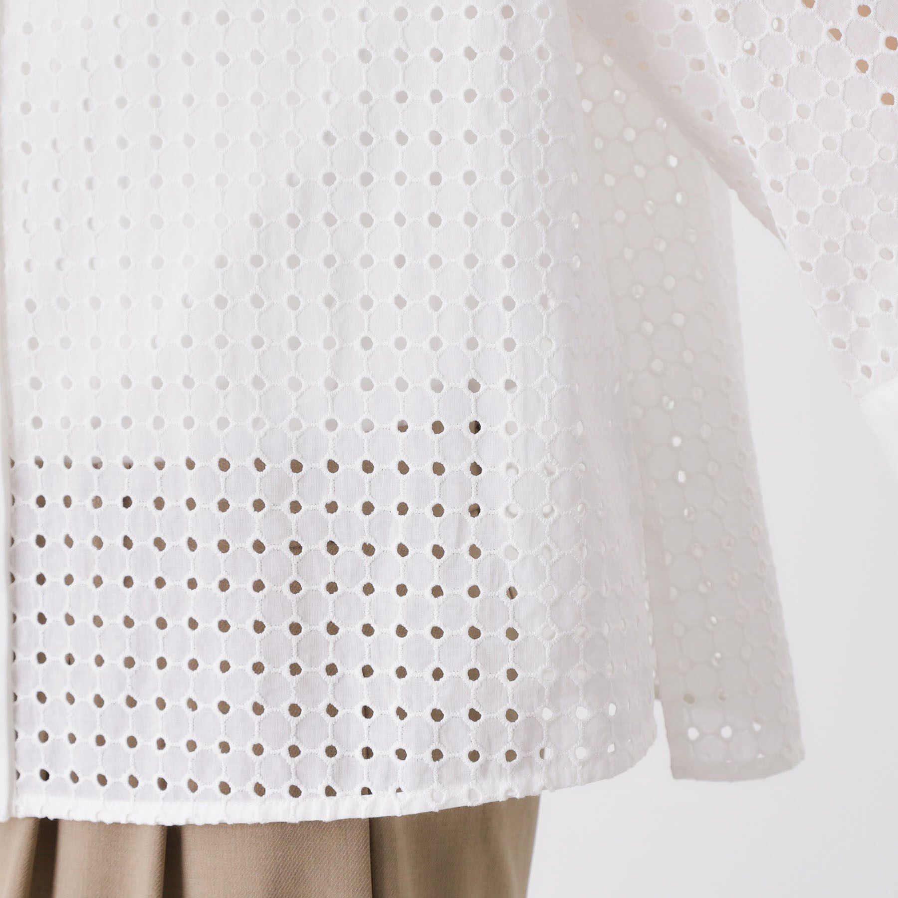 THE SHOP TK「5分袖レース刺繍コットンシャツ」|シャツ・ブラウス|