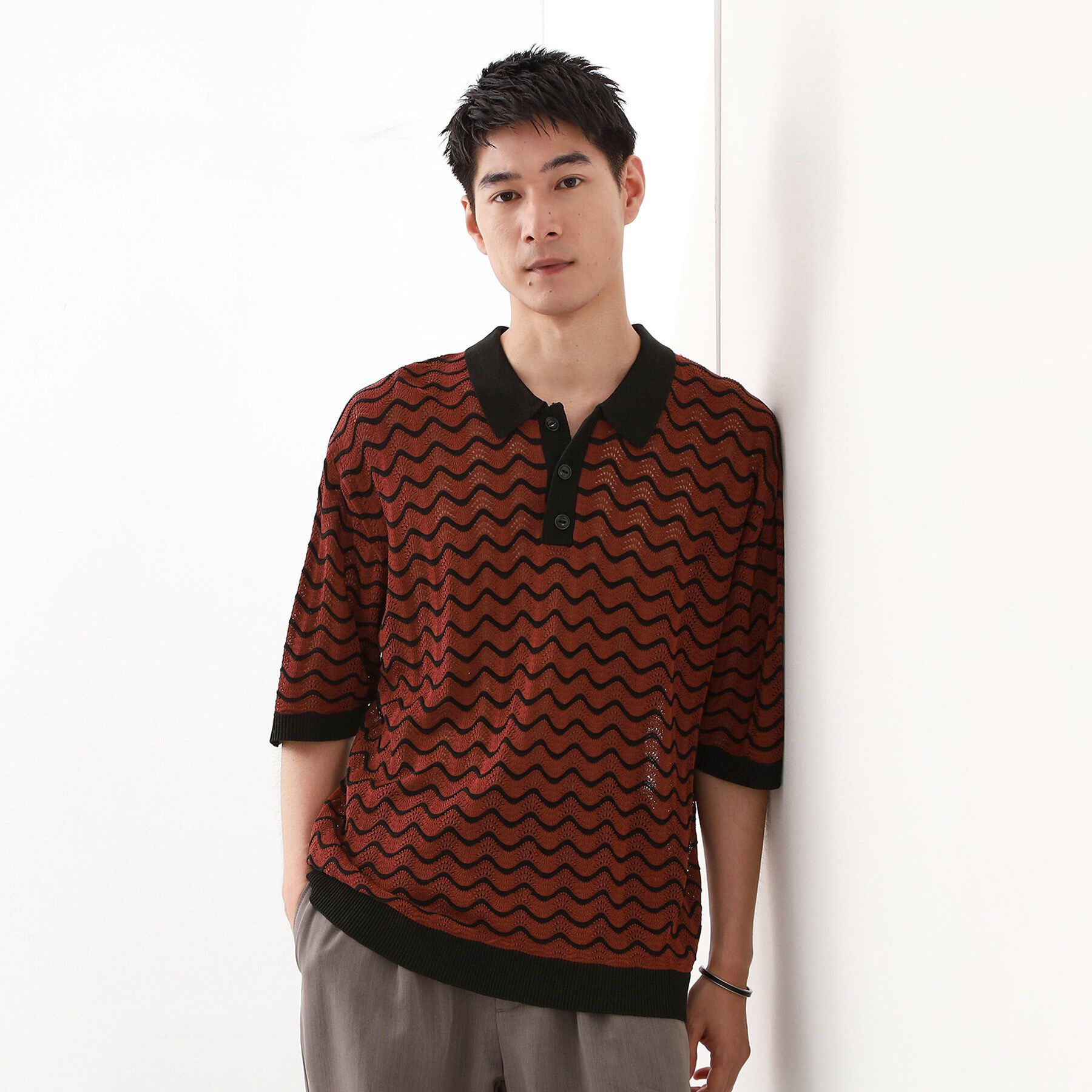 THE SHOP TK「サマーニットポロシャツ　【毛玉になりにくい/洗濯機OK】」|Tシャツ・カットソー|