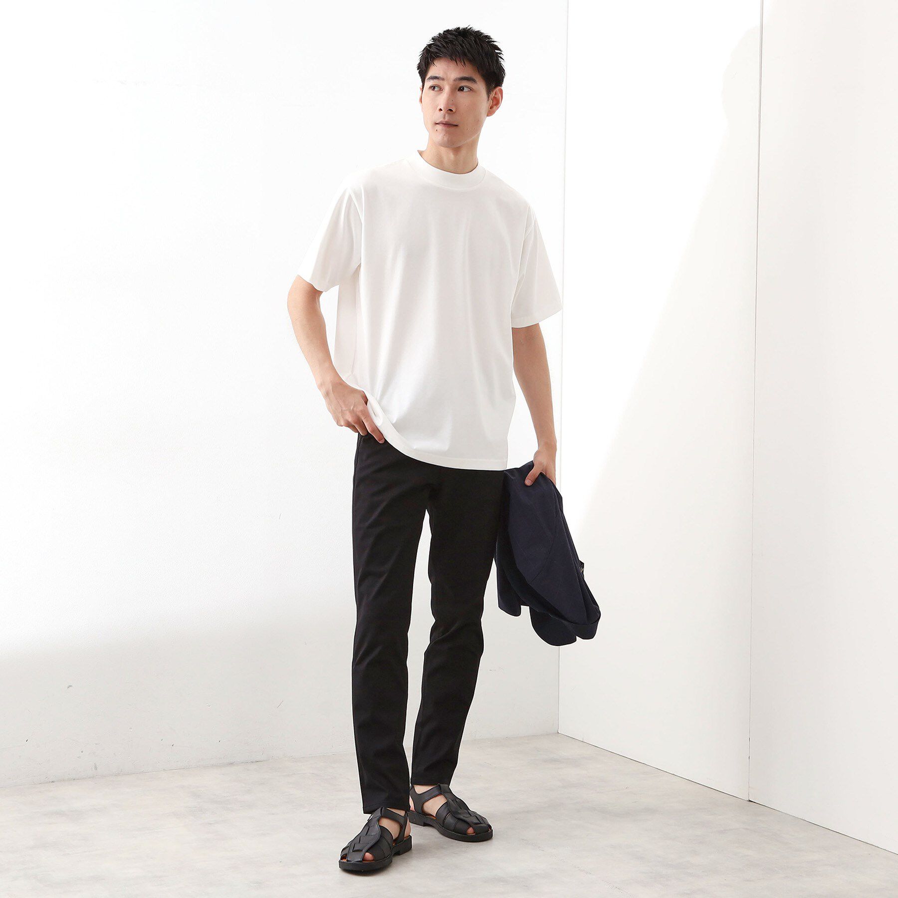 THE SHOP TK「モックネックプレーティング半袖Tシャツ 【接触冷感/洗濯機OK】」|Tシャツ・カットソー|